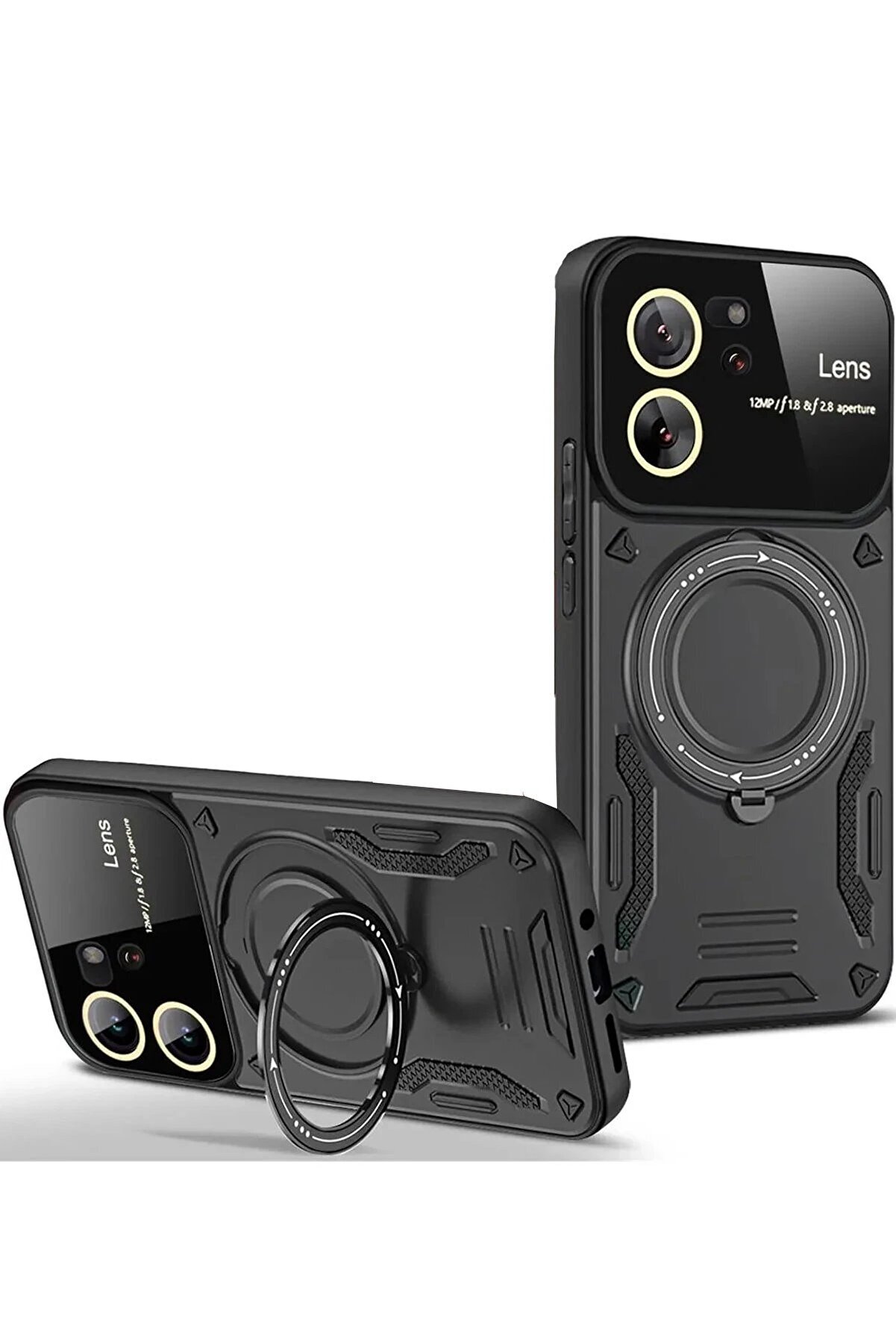 CepteToptan Xiaomi Mi 13T Pro Kılıf Joy Lens Standlı Kapak - Siyah - DROPX4958-8177