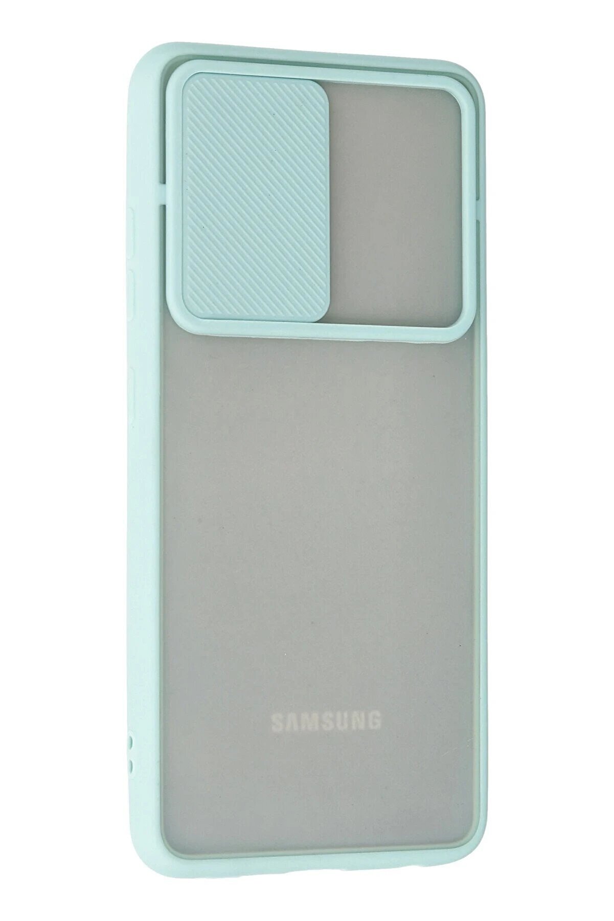 Samsung Galaxy A52 Kılıf Palm Buzlu Kamera Sürgülü Si̇li̇kon - Turkuaz - Dropx2677-9590