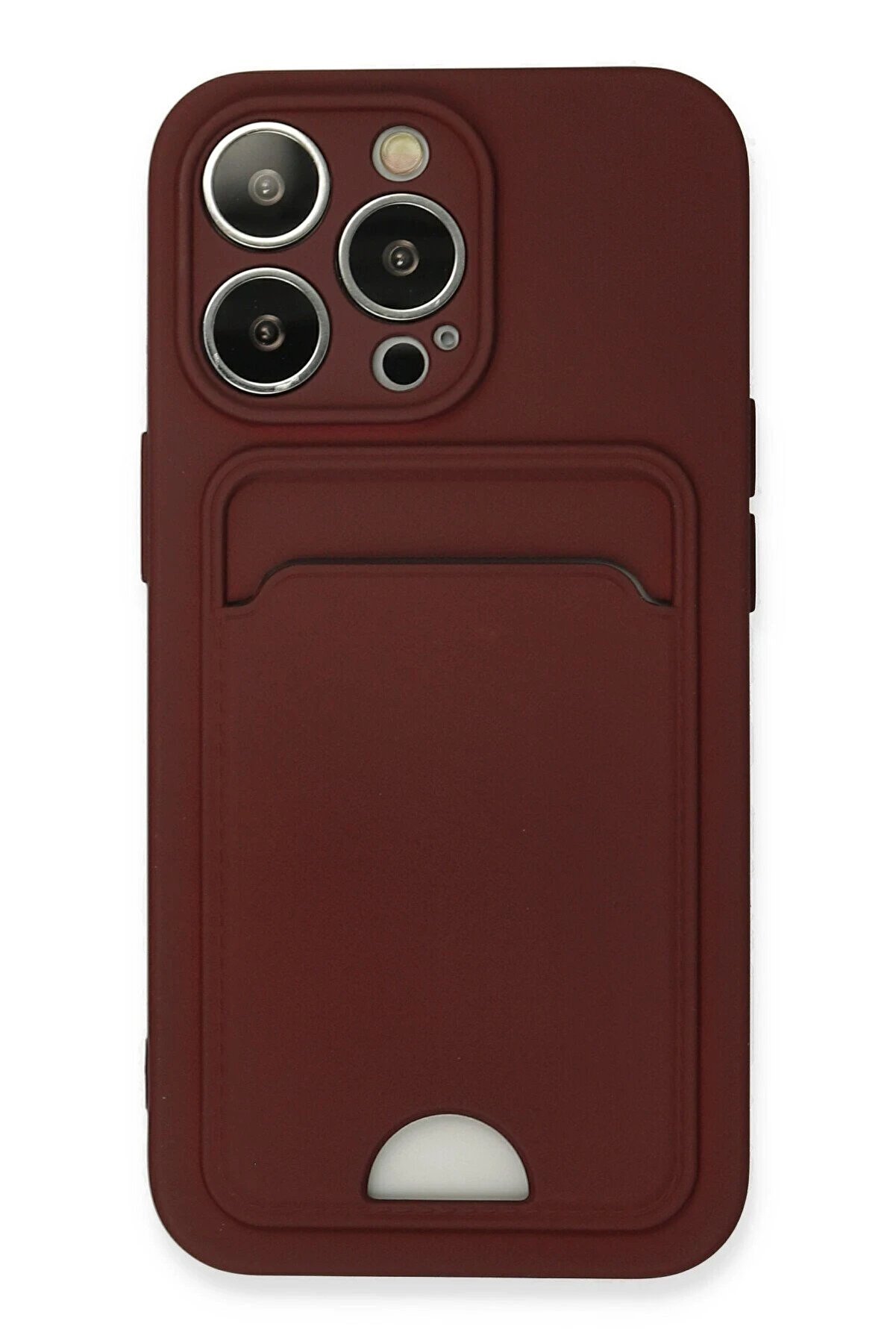 CepteToptan iPhone 13 Pro Kılıf Kelvin Kartvizitli Silikon - Bordo - DROPX7566-9562