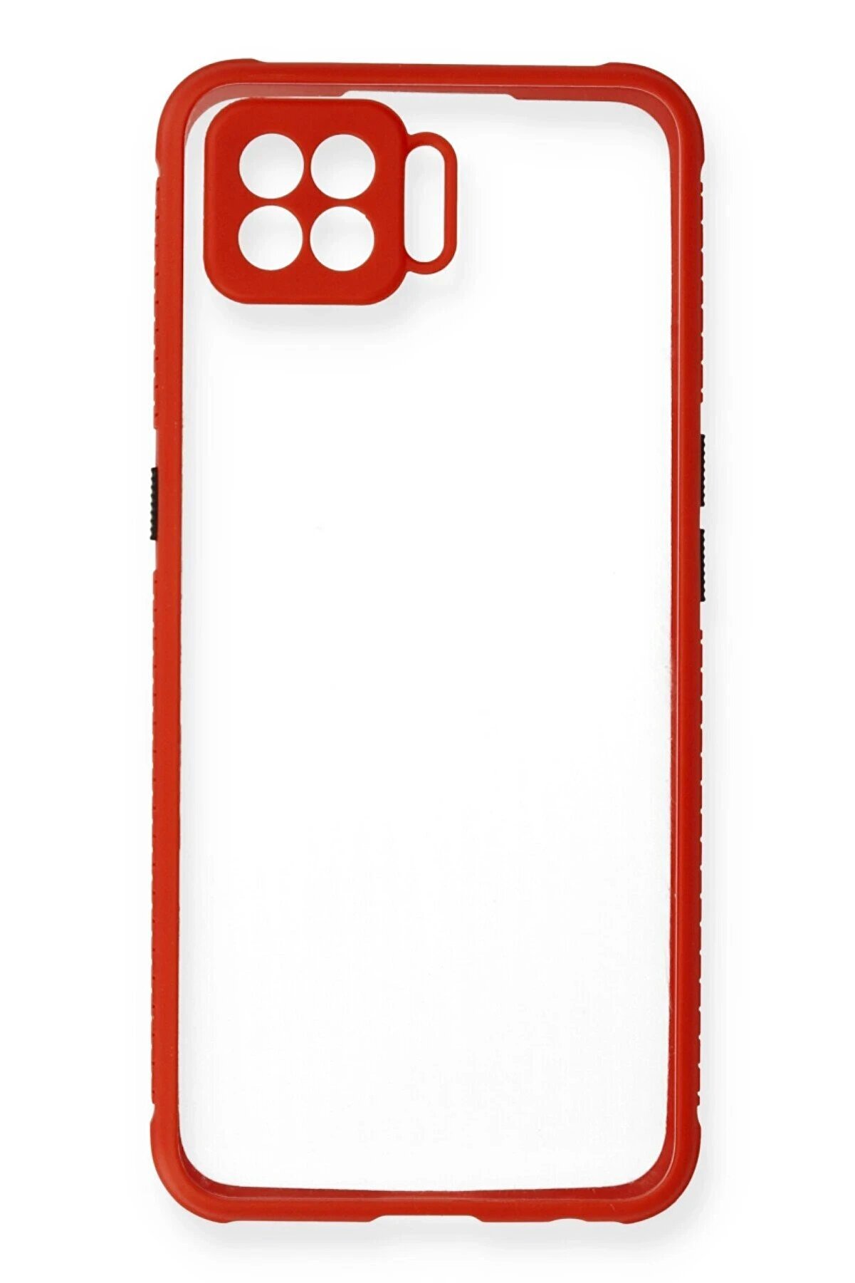 Oppo Reno 4 Li̇te Kılıf Mi̇ami̇ Şeffaf Si̇li̇kon - Kırmızı - Dropx3616-2317