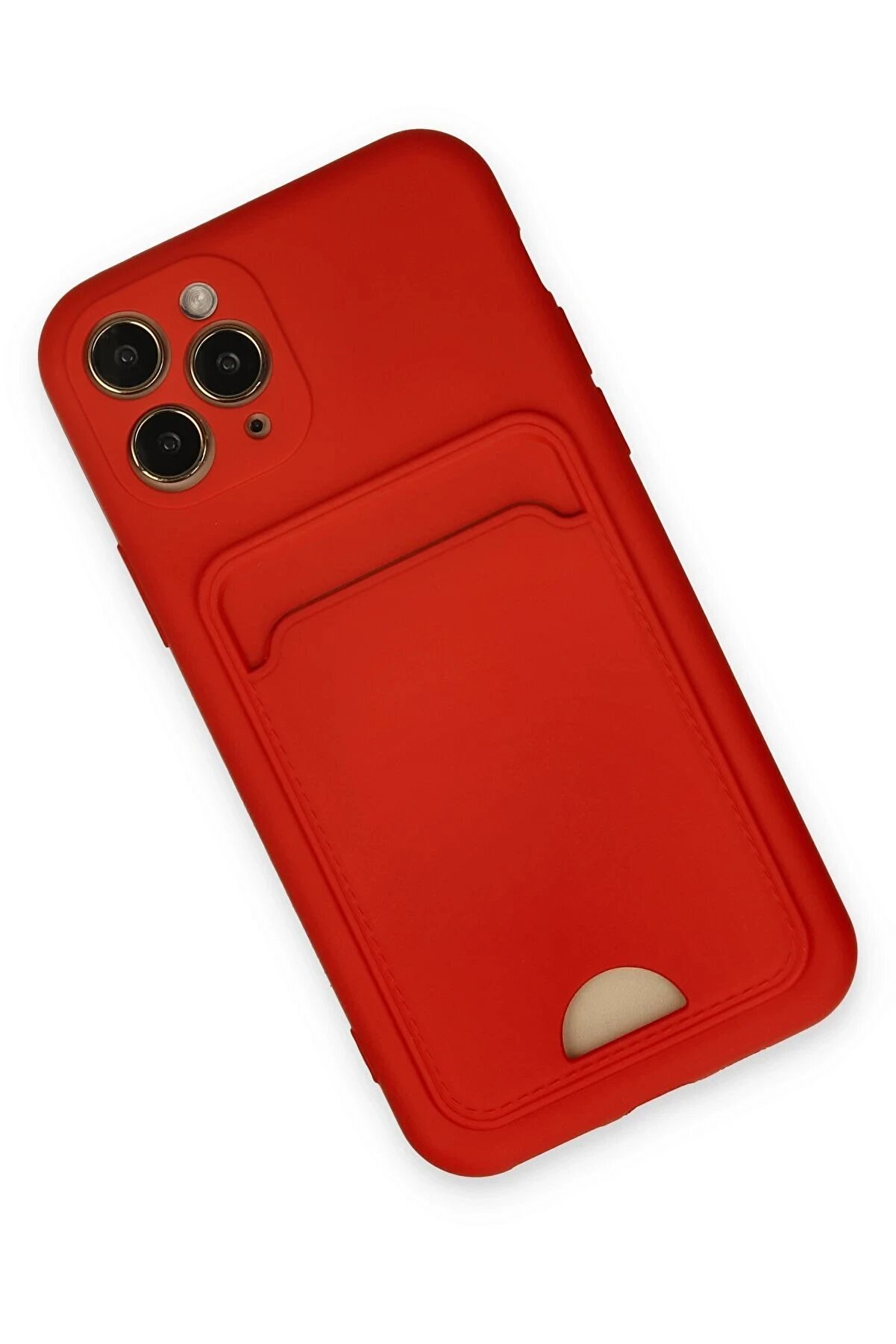 İphone 11 Pro Kılıf Kelvi̇n Kartvi̇zi̇tli̇ Si̇li̇kon - Kırmızı - Dropx7624-9658