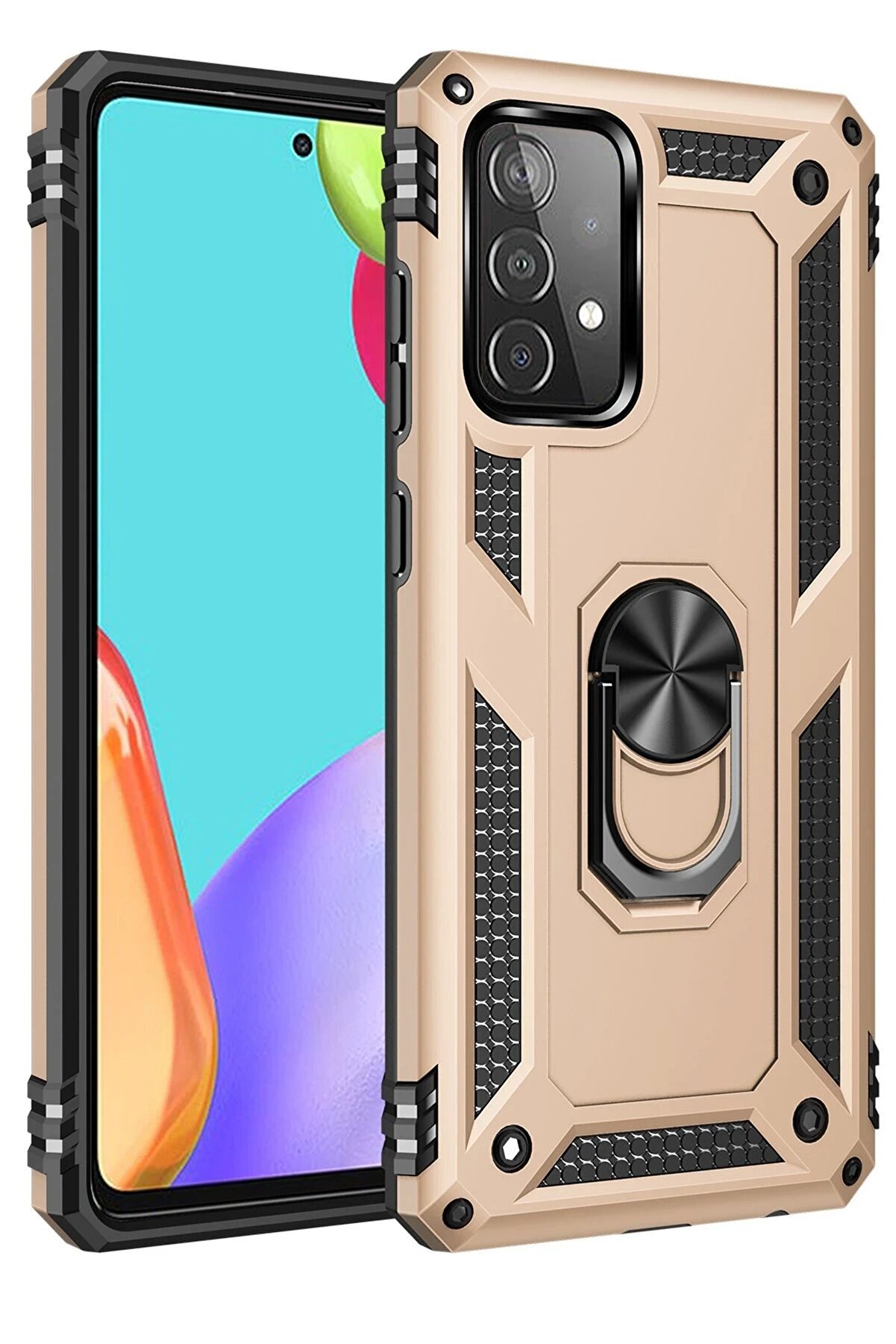 CepteToptan Samsung Galaxy A53 5G Kılıf Sofya Yüzüklü Silikon Kapak - Gold - DROPX2470-7888