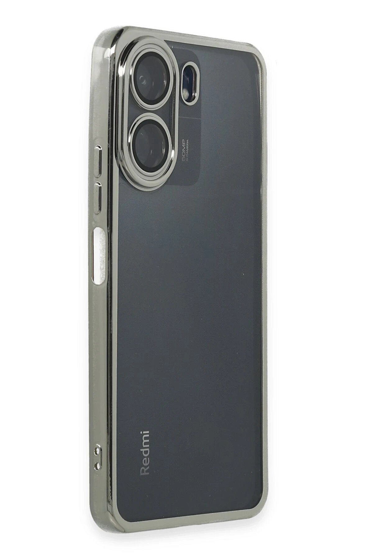 Xi̇aomi̇ Redmi̇ 13C Kılıf Lensli̇ Si̇li̇kon - G&uuml;m&uuml;ş - Dropx9515-1179