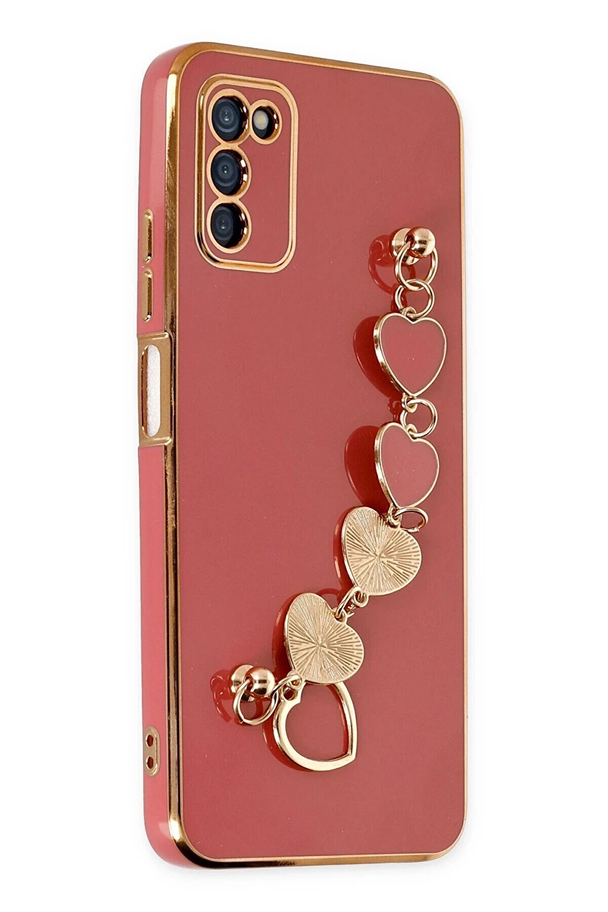 CepteToptan Samsung Galaxy A03S Kılıf Esila Silikon - Kırmızı - DROPX3006-1317