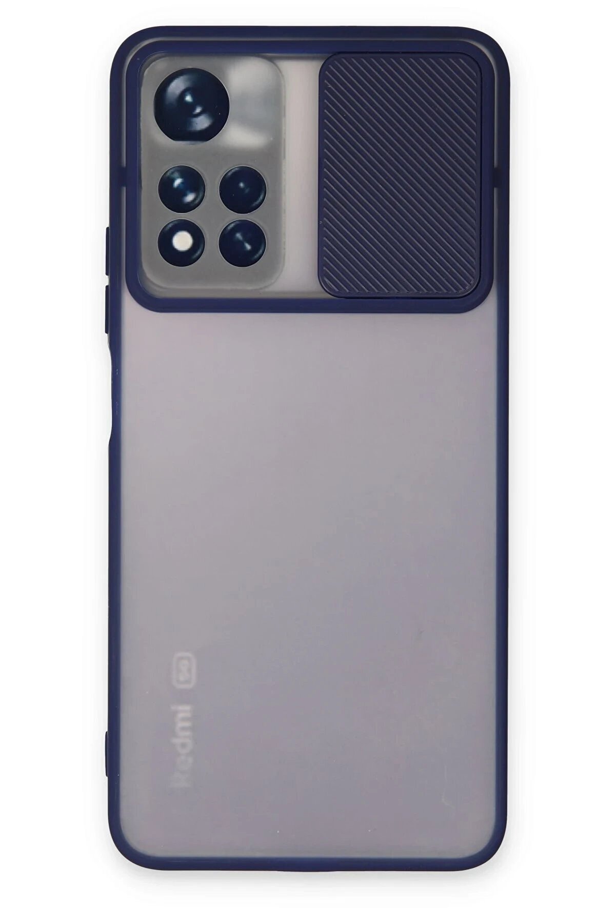 CepteToptan Xiaomi Redmi Note 11T Kılıf Palm Buzlu Kamera Sürgülü Silikon - Lacivert - DROPX6977-8856