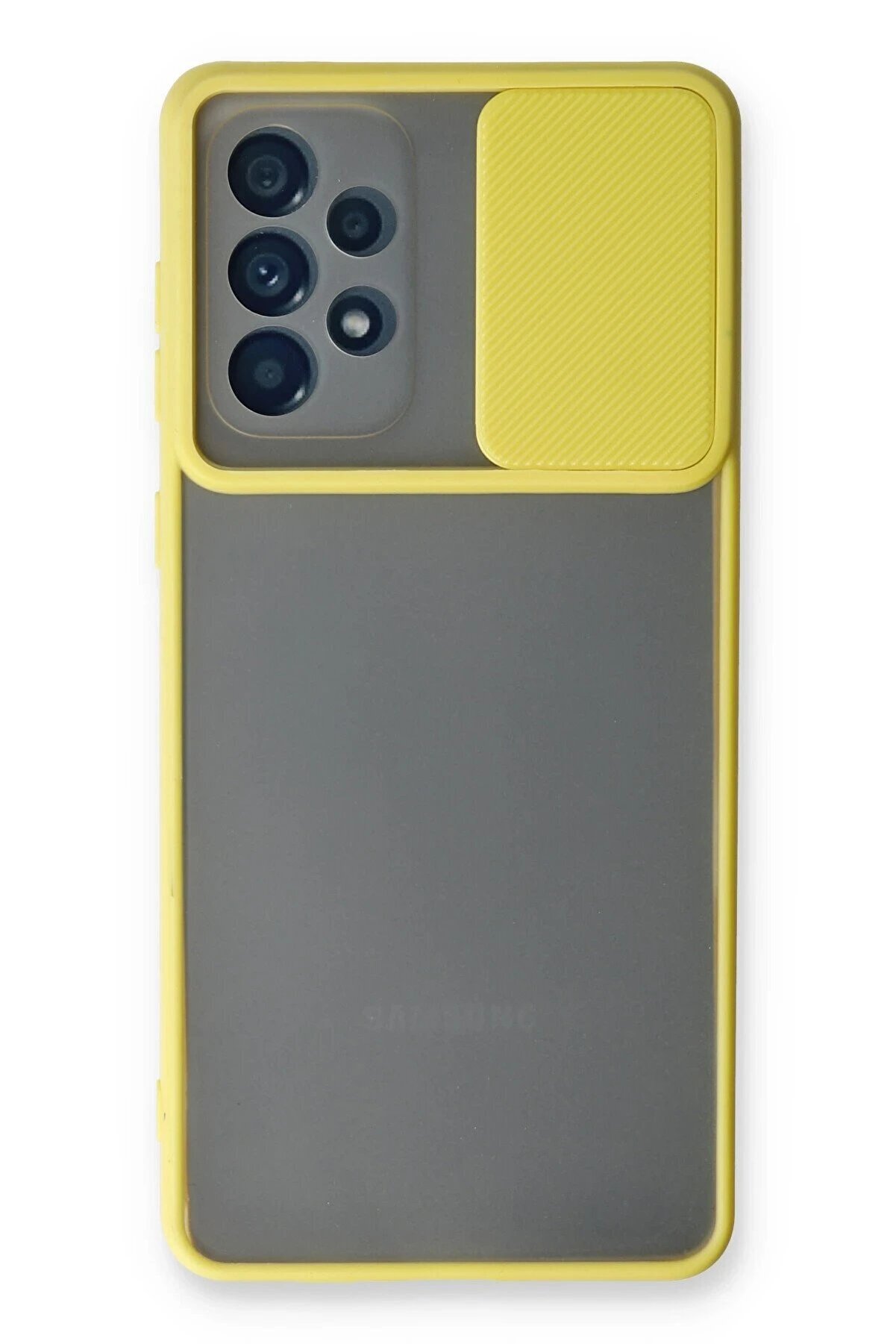 CepteToptan Samsung Galaxy A73 5G Kılıf Palm Buzlu Kamera Sürgülü Silikon - Sarı - DROPX7377-8538