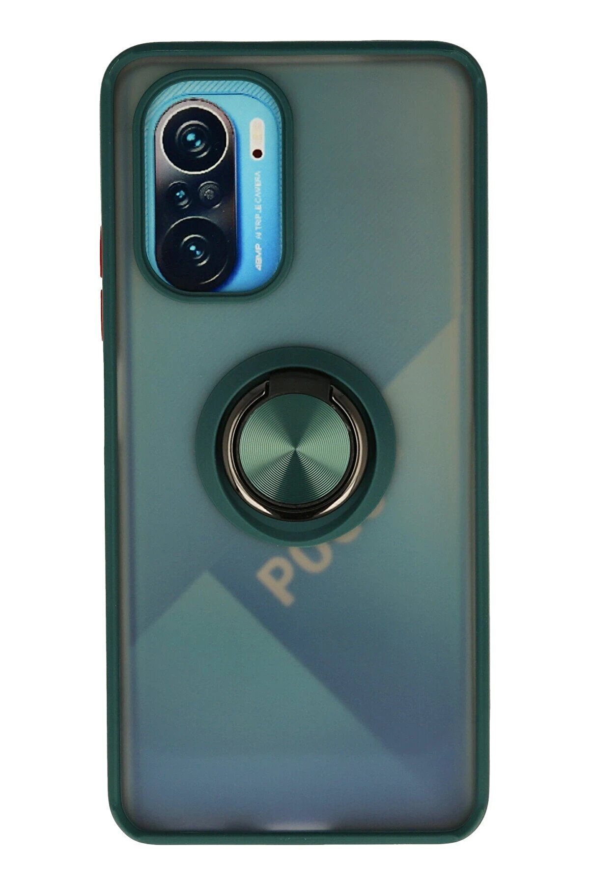 CepteToptan Xiaomi Redmi K40 Kılıf Montreal Yüzüklü Silikon Kapak - Yeşil - DROPX5087-5888