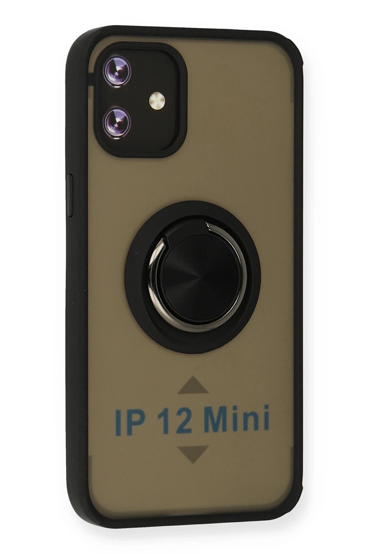 İphone 12 Kılıf Montreal Yüzüklü Si̇li̇kon Kapak - Si̇yah - Dropx1321-4087