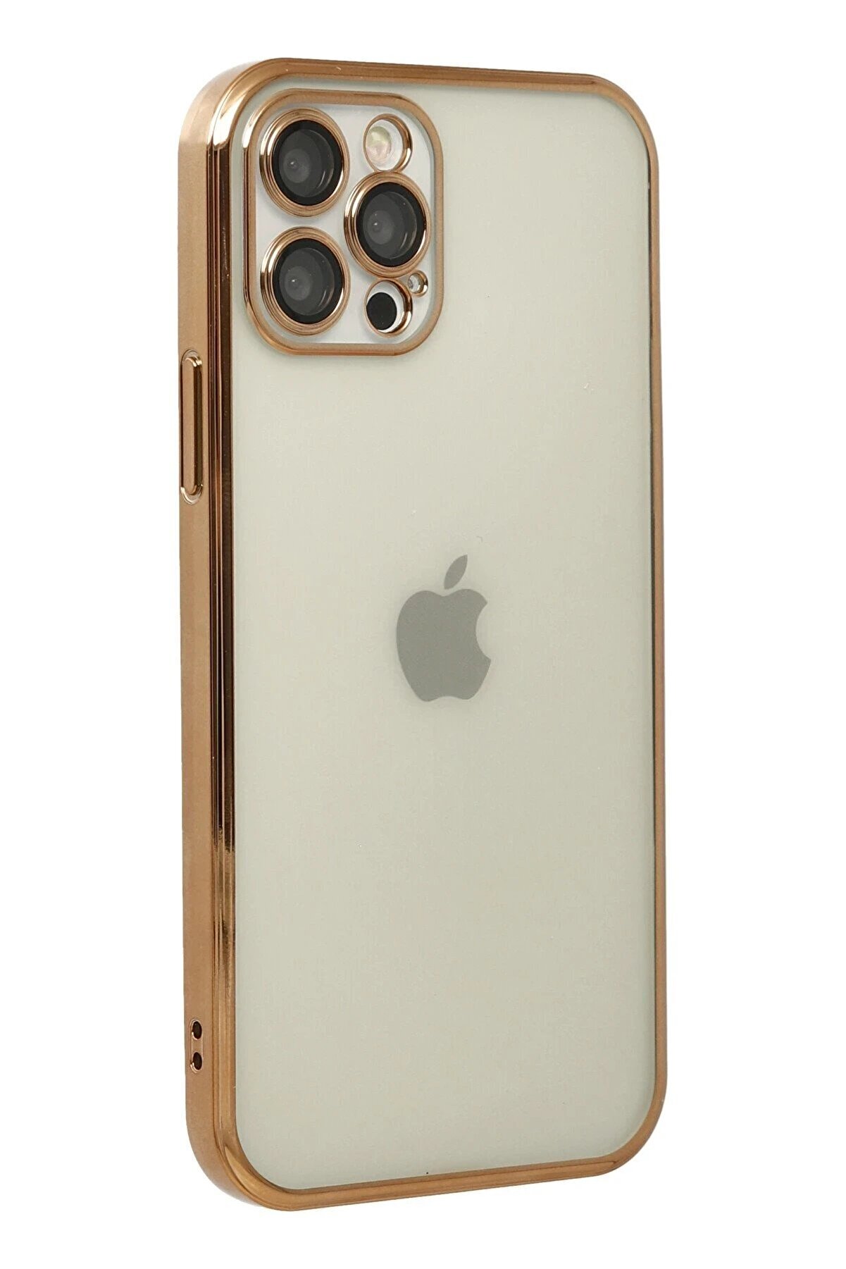İphone 12 Pro Max Kılıf Lensli̇ Si̇li̇kon - Gold - Dropx6010-6702