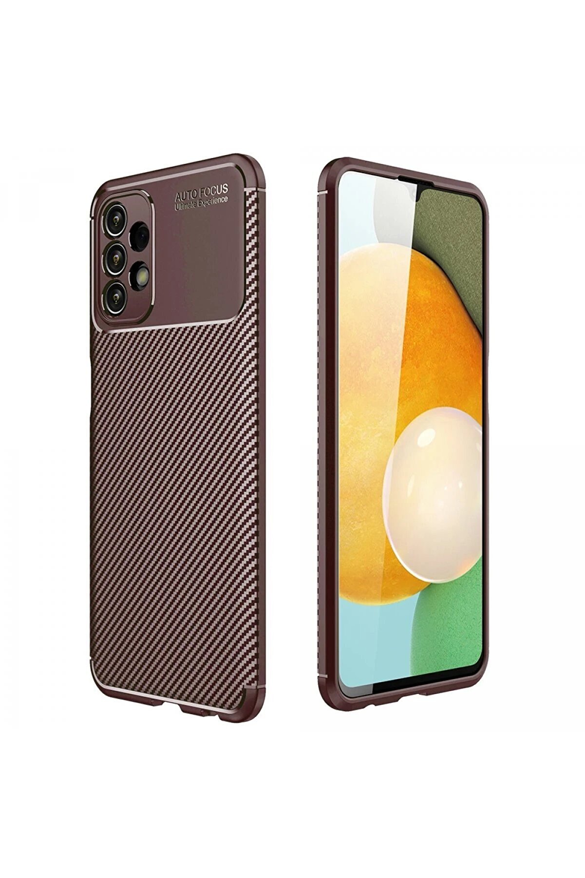 CepteToptan Samsung Galaxy A13 4G Kılıf Auto Focus Karbon Kapak - Kahverengi - DROPX7634-9249