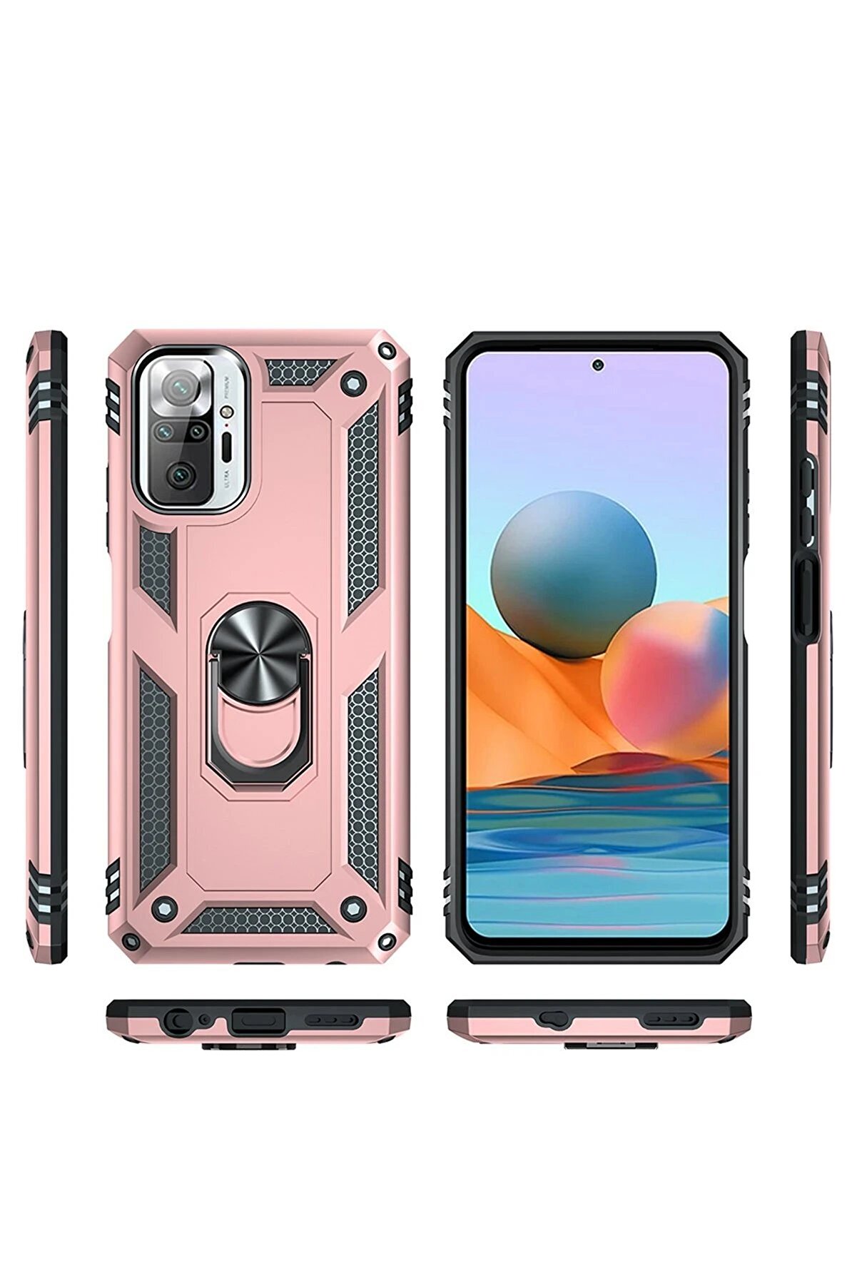 Xi̇aomi̇ Redmi̇ Note 10 Pro Kılıf Sofya Y&uuml;z&uuml;kl&uuml; Si̇li̇kon Kapak - Rose - Dropx9902-1032