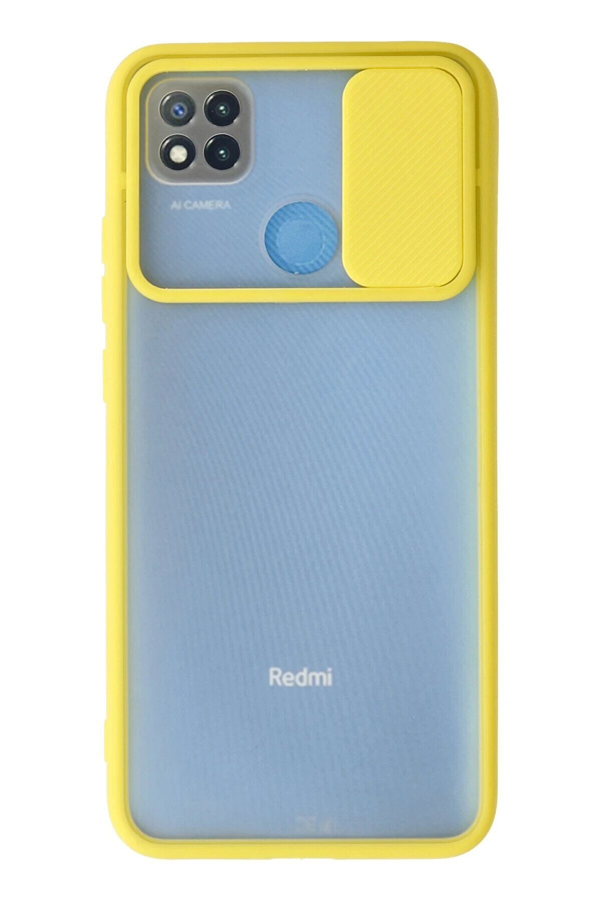 CepteToptan Xiaomi Redmi 9C Kılıf Palm Buzlu Kamera Sürgülü Silikon - Sarı - DROPX1294-6533