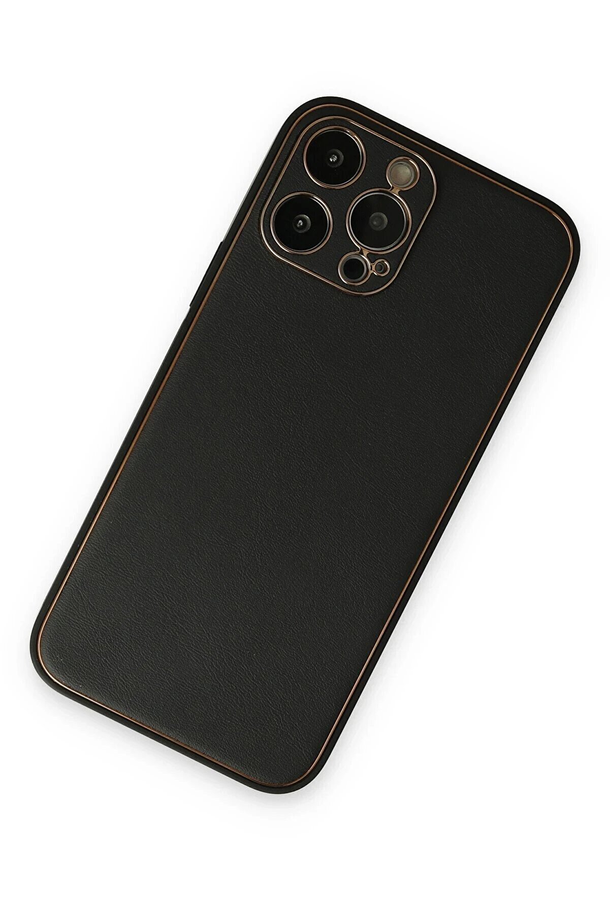 İphone 14 Pro Kılıf Coco Deri̇ Si̇li̇kon Kapak - Si̇yah - Dropx1238-5761