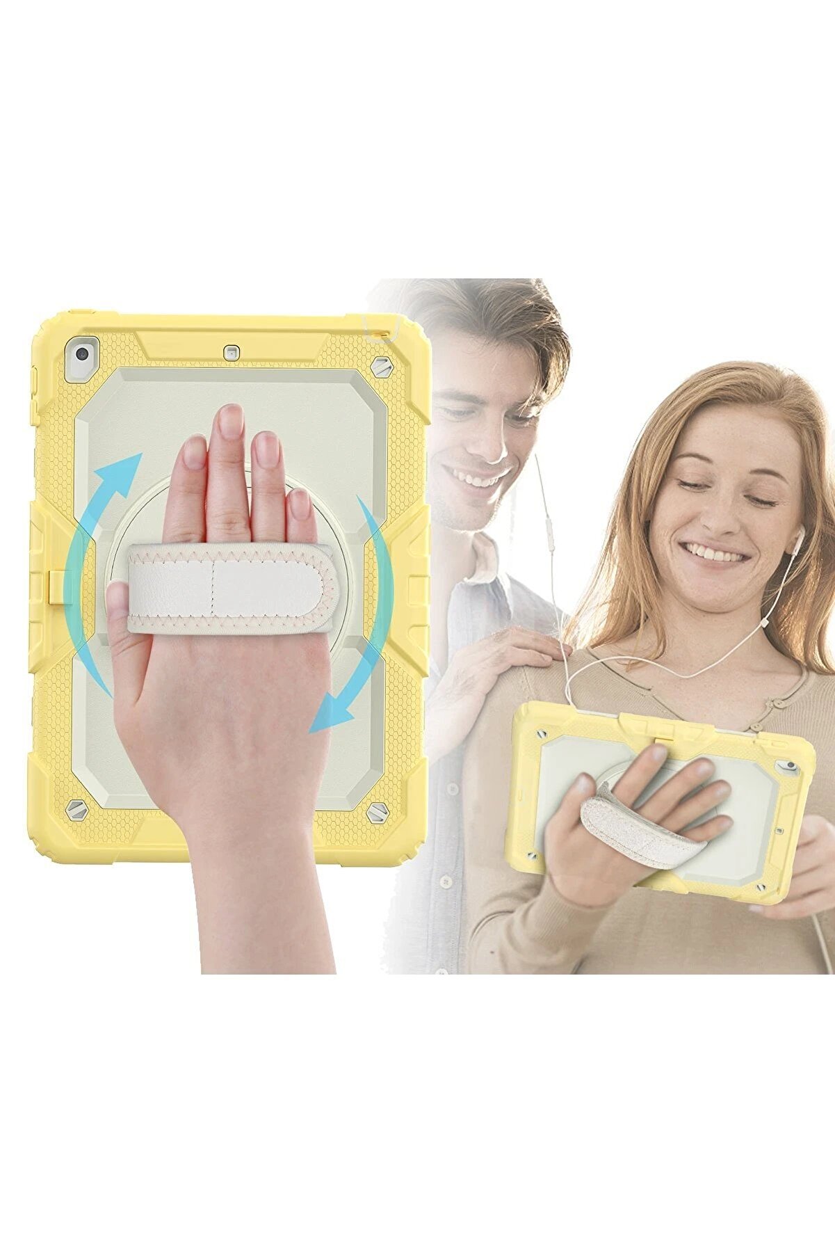 İpad 10.2 (7.Nesi̇l) Kılıf Strap New Tablet Kapak - Sarı - Dropx6941-7675