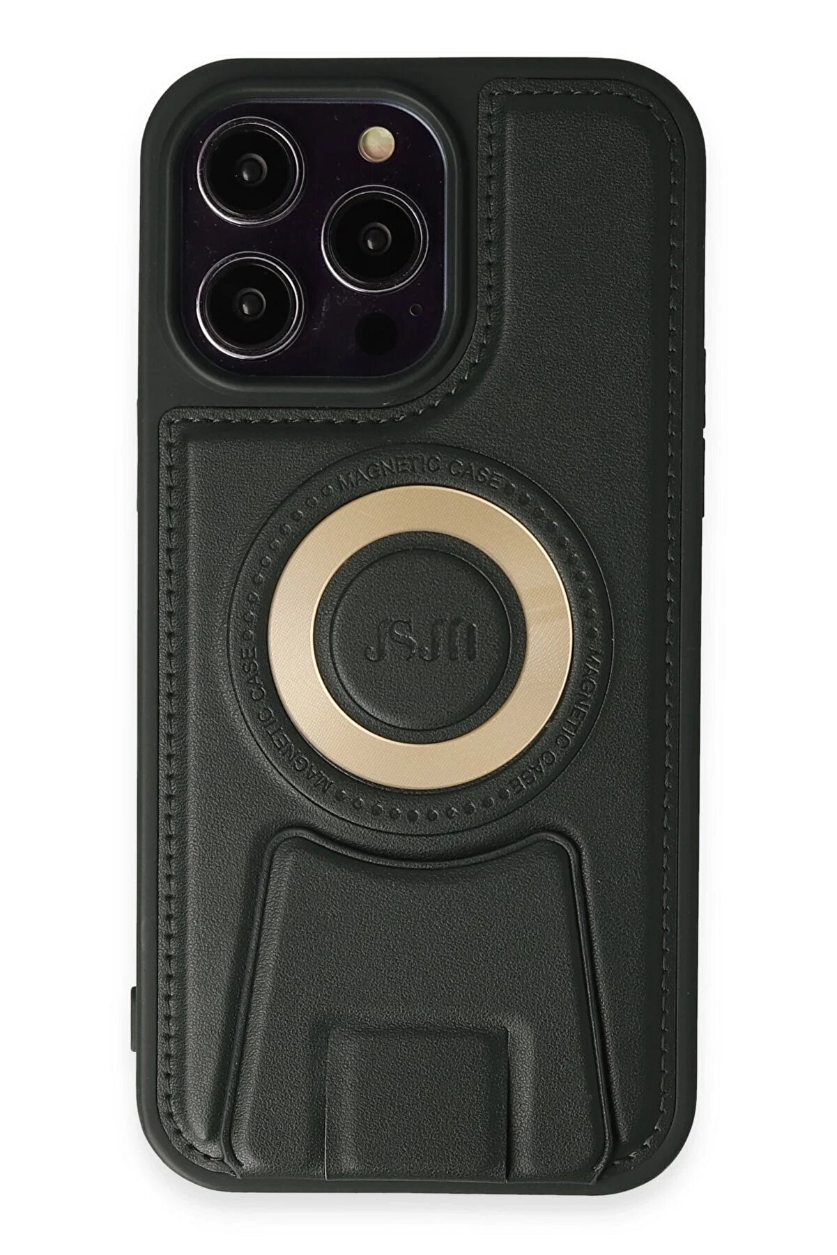 CepteToptan iPhone 14 Pro Kılıf Merk&uuml;r Magneticsafe Standlı Kapak - Koyu Yeşil - DROPX3252-3348