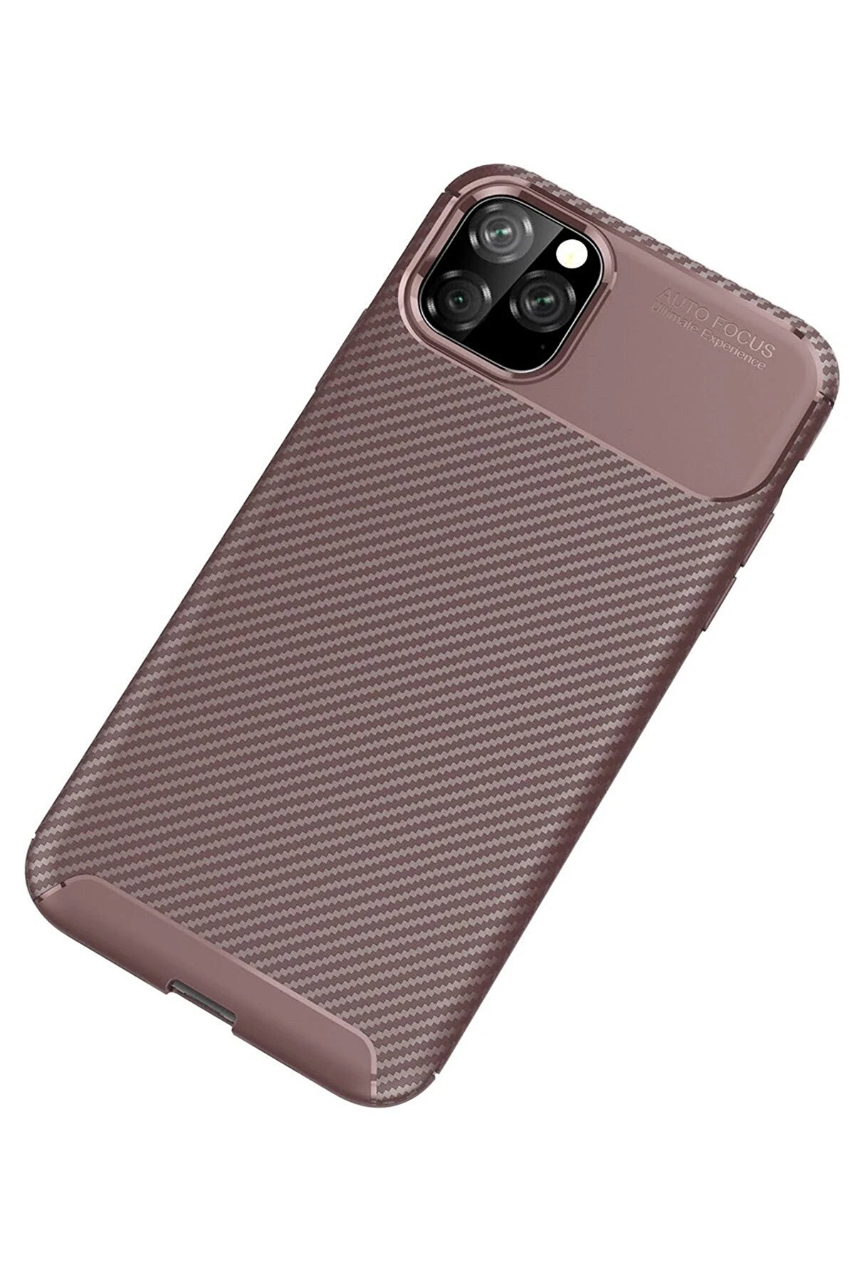 İphone 11 Pro Kılıf Auto Focus Karbon Kapak - Kahverengi̇ - Dropx6589-7069