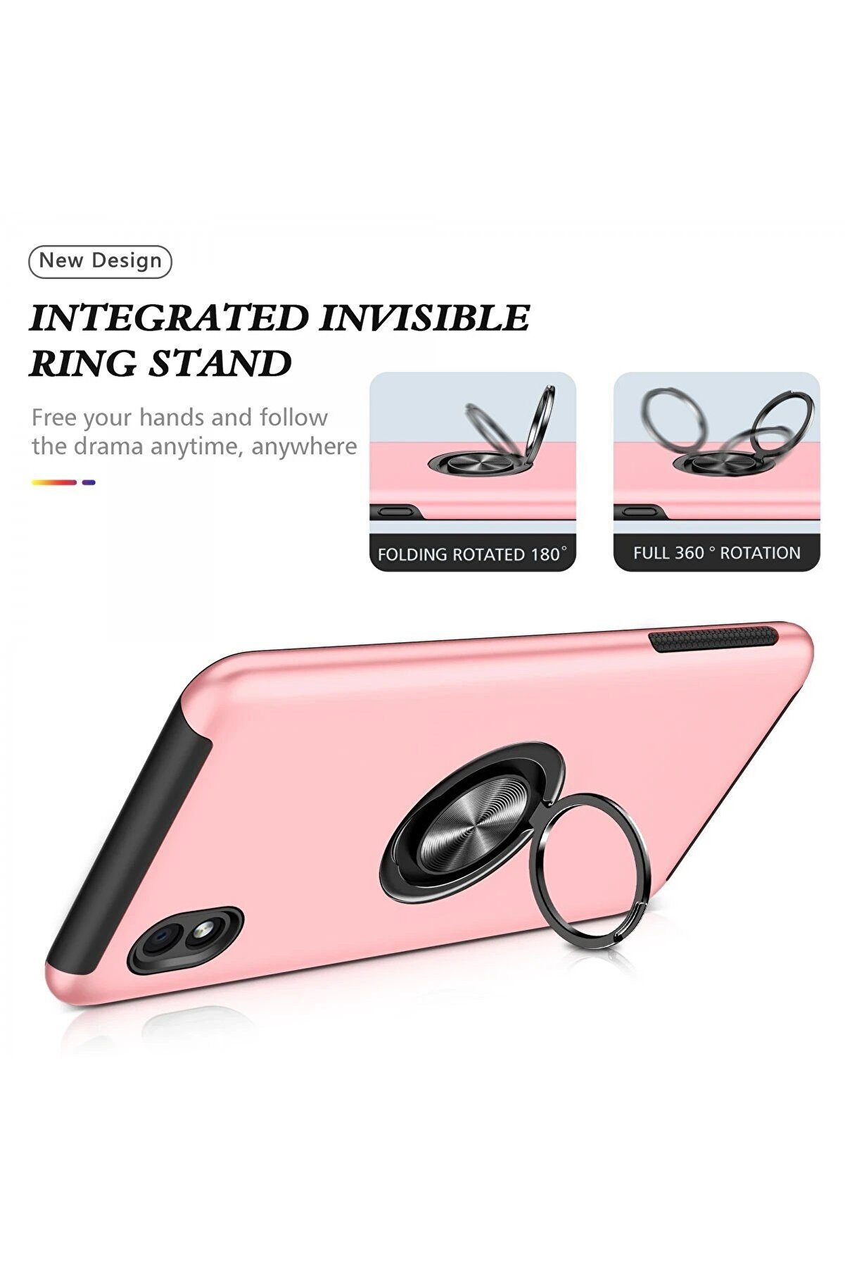 Samsung Galaxy A01 Core Kılıf Eli̇t Yüzüklü Kapak - Pembe - Dropx9079-7578