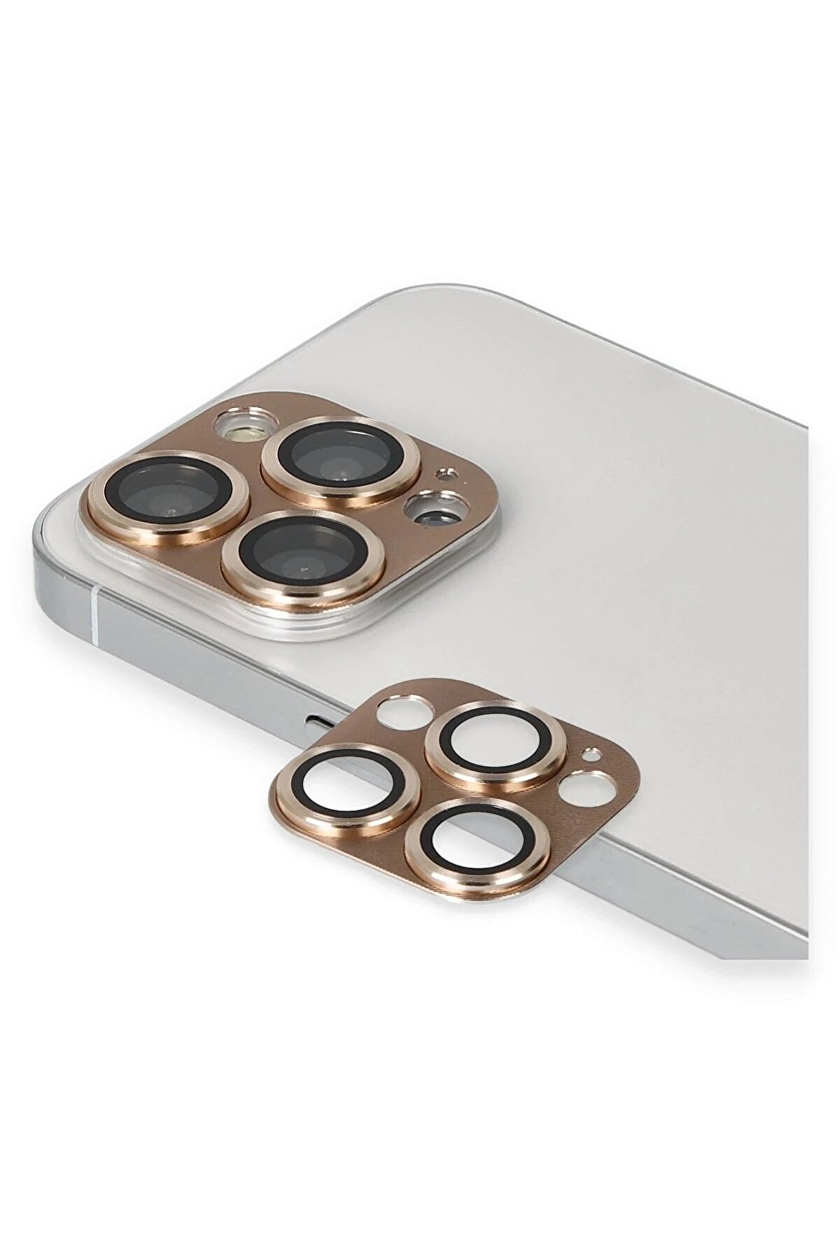 İphone 13 Pro Max Pers Alümi̇nyum Kamera Lens - Gold - Dropx6609-8713