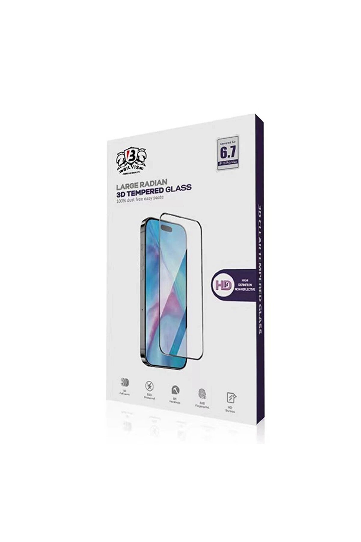 CepteToptan iPhone 15 Pro Max Bilvis 0.18mm Plus Cam Ekran Koruyucu - DROPX3147-4756