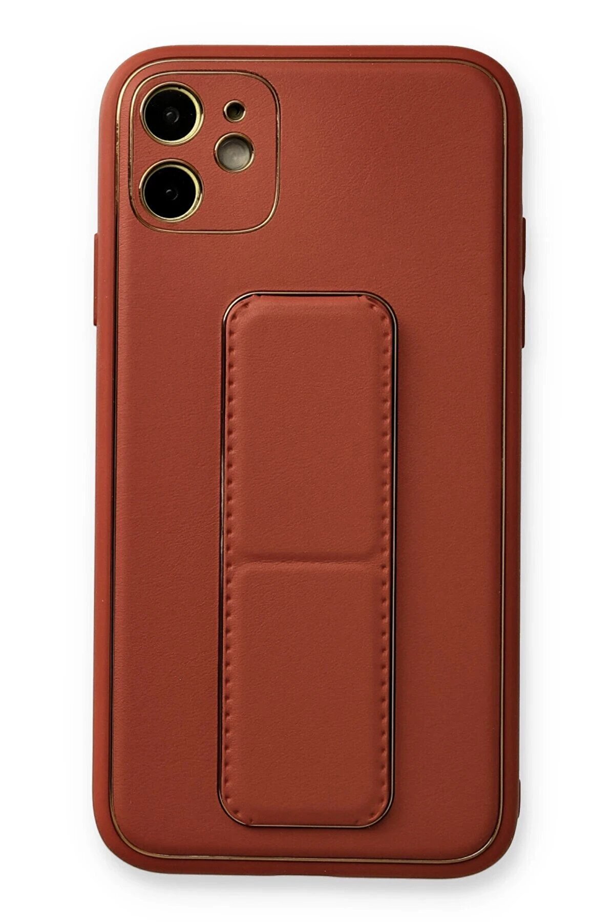 CepteToptan iPhone 12 Kılıf Coco Deri Standlı Kapak - Fuşya - DROPX7165-3183