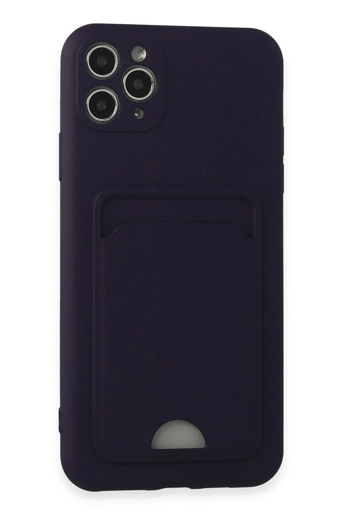 CepteToptan iPhone 11 Pro Max Kılıf Kelvin Kartvizitli Silikon - Derin Mor - DROPX5861-6117