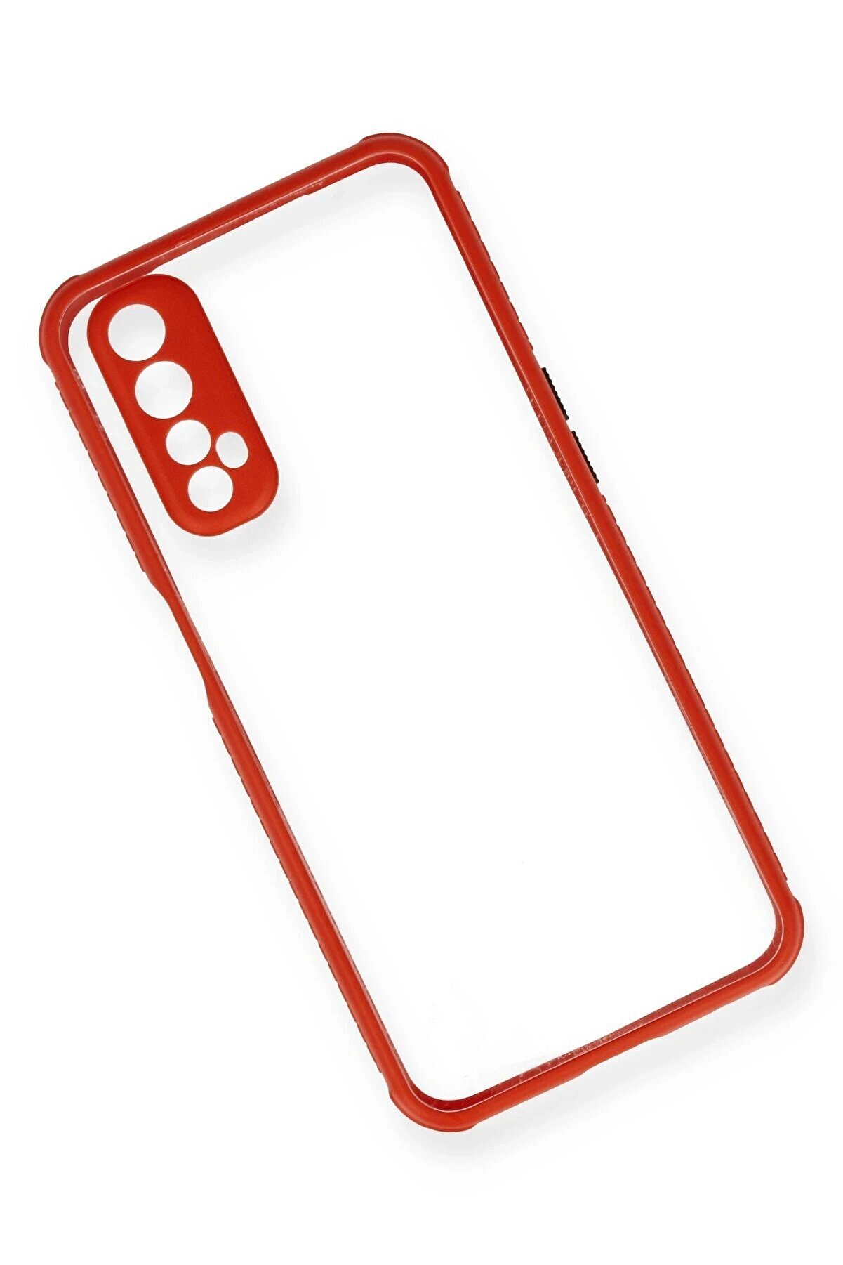 Realme 7 Kılıf Mi̇ami̇ Şeffaf Si̇li̇kon - Kırmızı - Dropx1142-2641