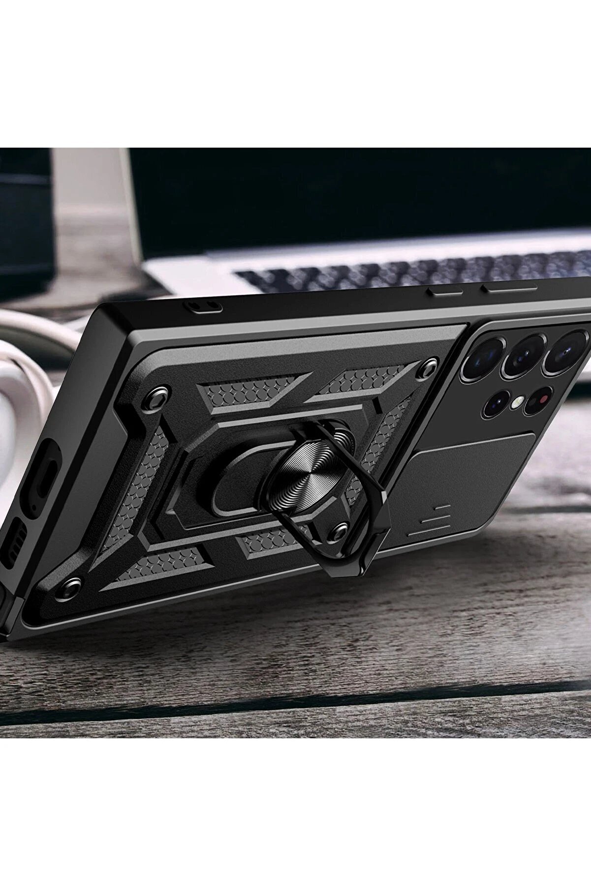 Samsung Galaxy S23 Ultra Kılıf Pars Lens Yüzüklü Si̇li̇kon - Yeşi̇l - Dropx1852-4913