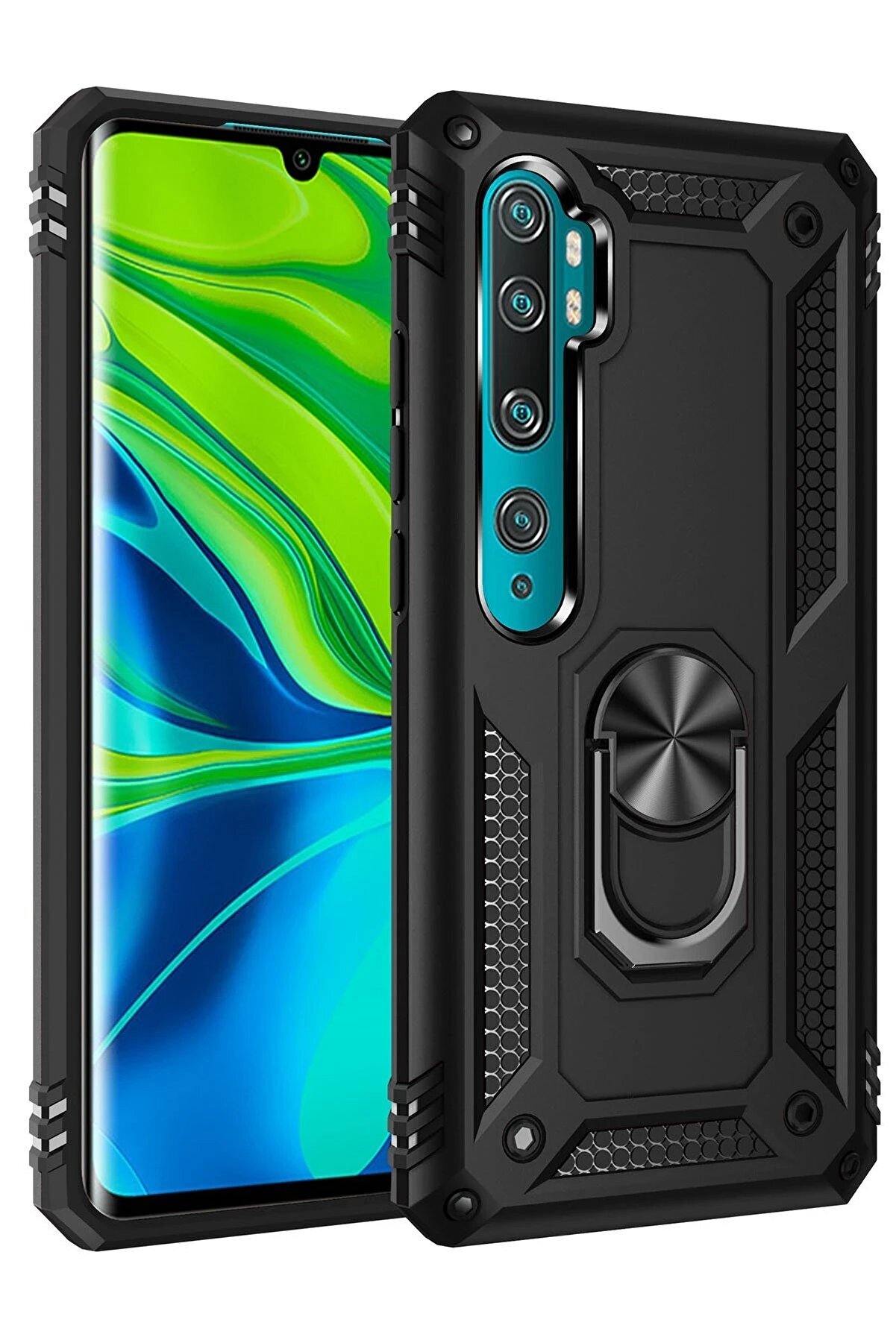 CepteToptan Xiaomi Mi Note 10 Lite Kılıf Sofya Yüzüklü Silikon Kapak - Siyah - DROPX2086-7245