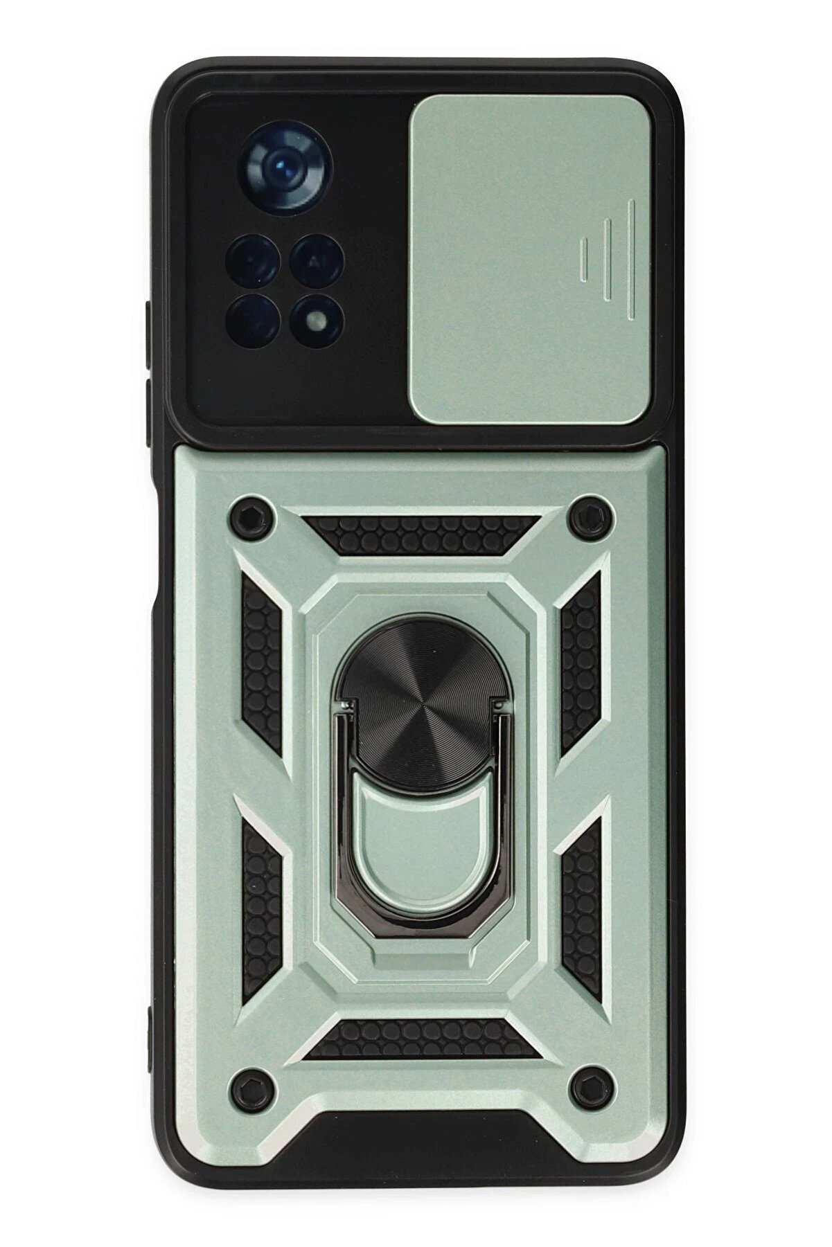 CepteToptan Xiaomi Poco X4 Pro 5G Kılıf Pars Lens Yüzüklü Silikon - Yeşil - DROPX7773-2815