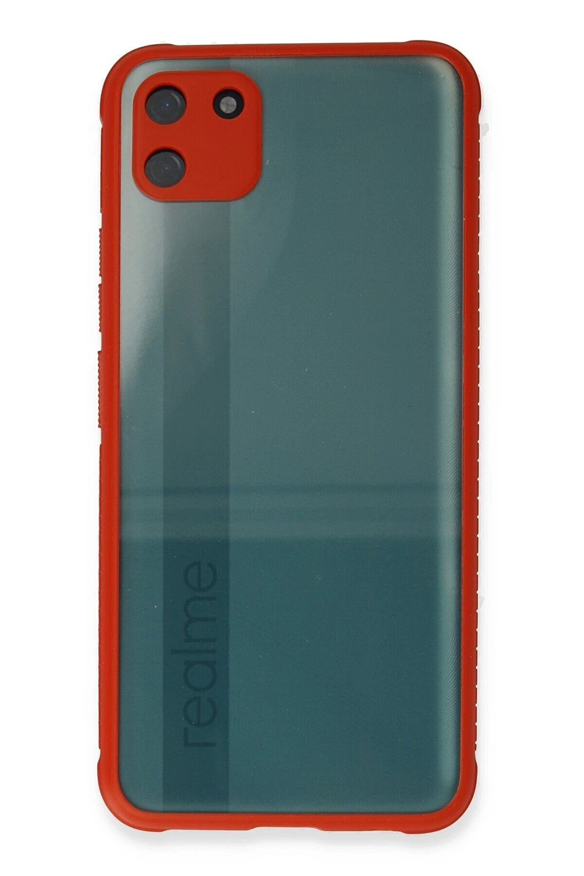 Realme C11 Kılıf Mi̇ami̇ Şeffaf Si̇li̇kon - Kırmızı - Dropx7801-4809