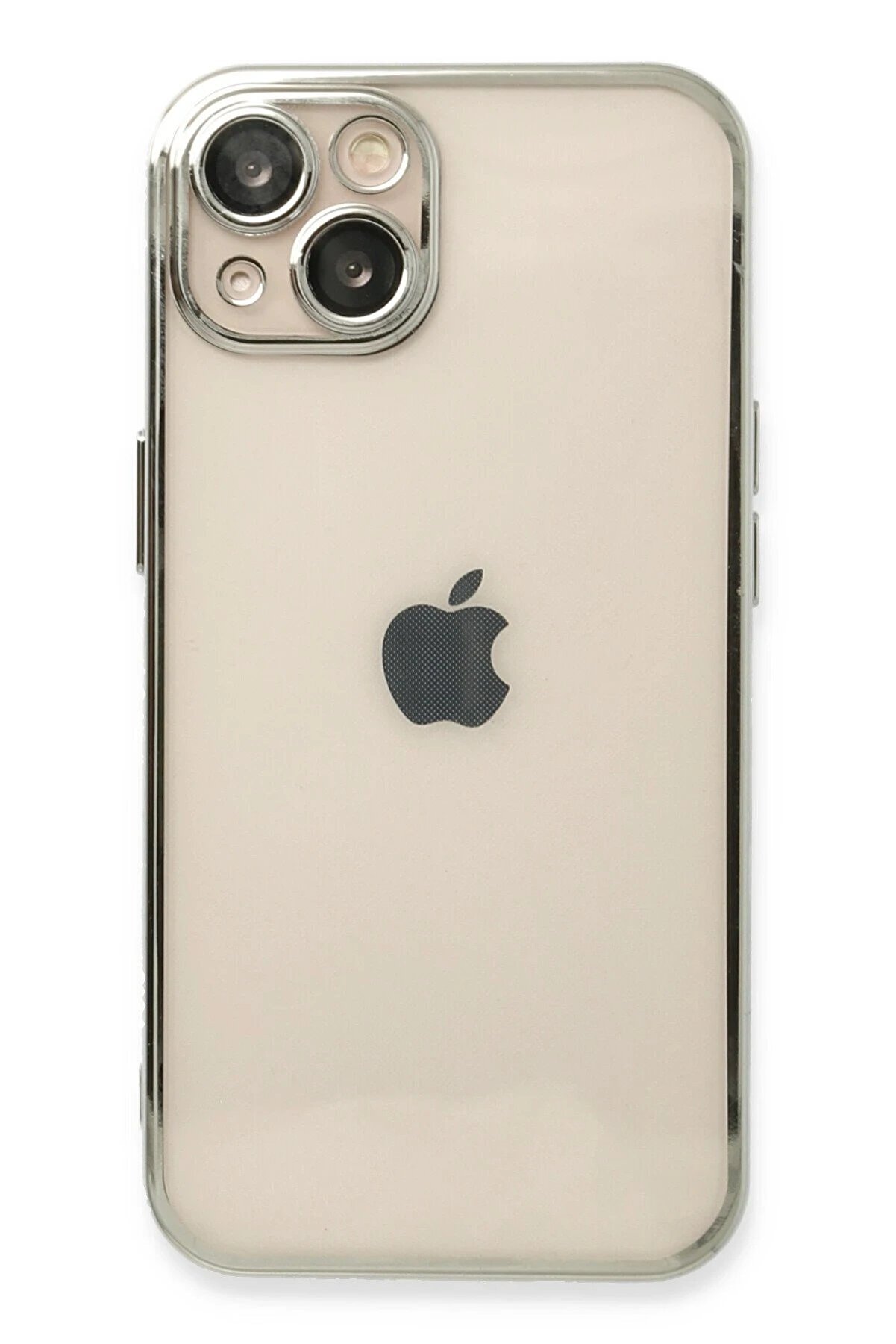 CepteToptan iPhone 13 Kılıf Lensli Silikon - Gümüş - DROPX8252-2853
