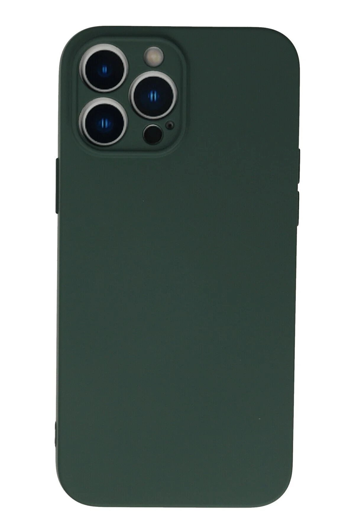 CepteToptan iPhone 13 Pro Kılıf Nano i&ccedil;i Kadife Silikon - Koyu Yeşil - DROPX9453-3059