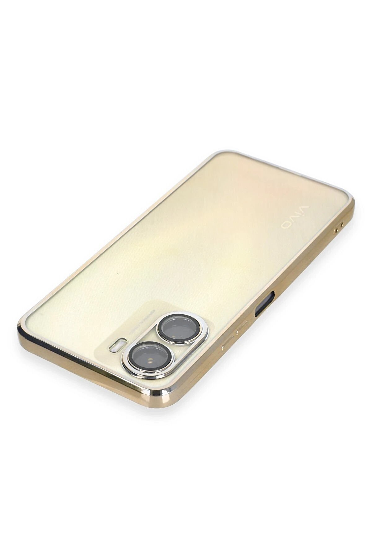 Vi̇vo Y16 Kılıf Lensli̇ Si̇li̇kon - Gold - Dropx5463-7526