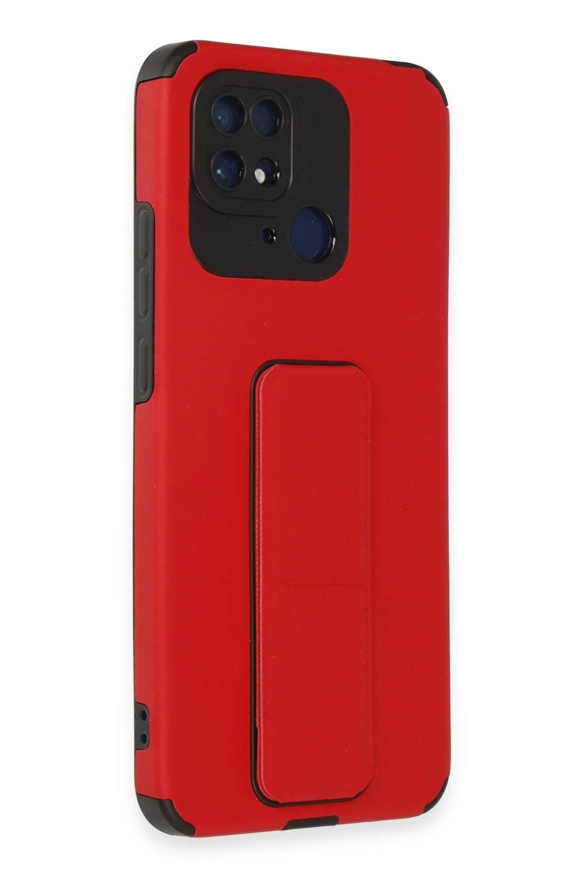 CepteToptan Xiaomi Redmi 10C Kılıf Mega Standlı Silikon - Kırmızı - DROPX9349-5657