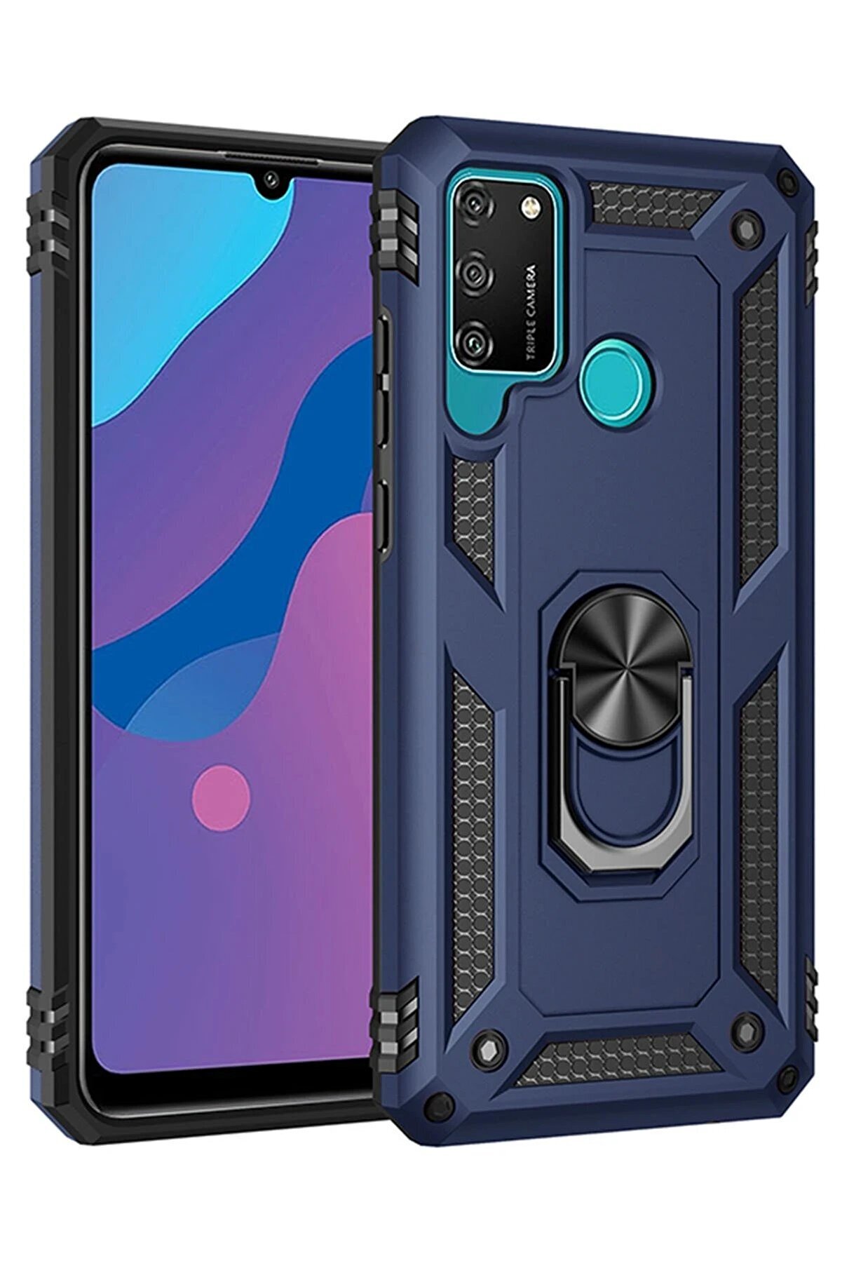 CepteToptan Huawei Y6P Kılıf Sofya Y&uuml;z&uuml;kl&uuml; Silikon Kapak - Lacivert - DROPX3362-6402