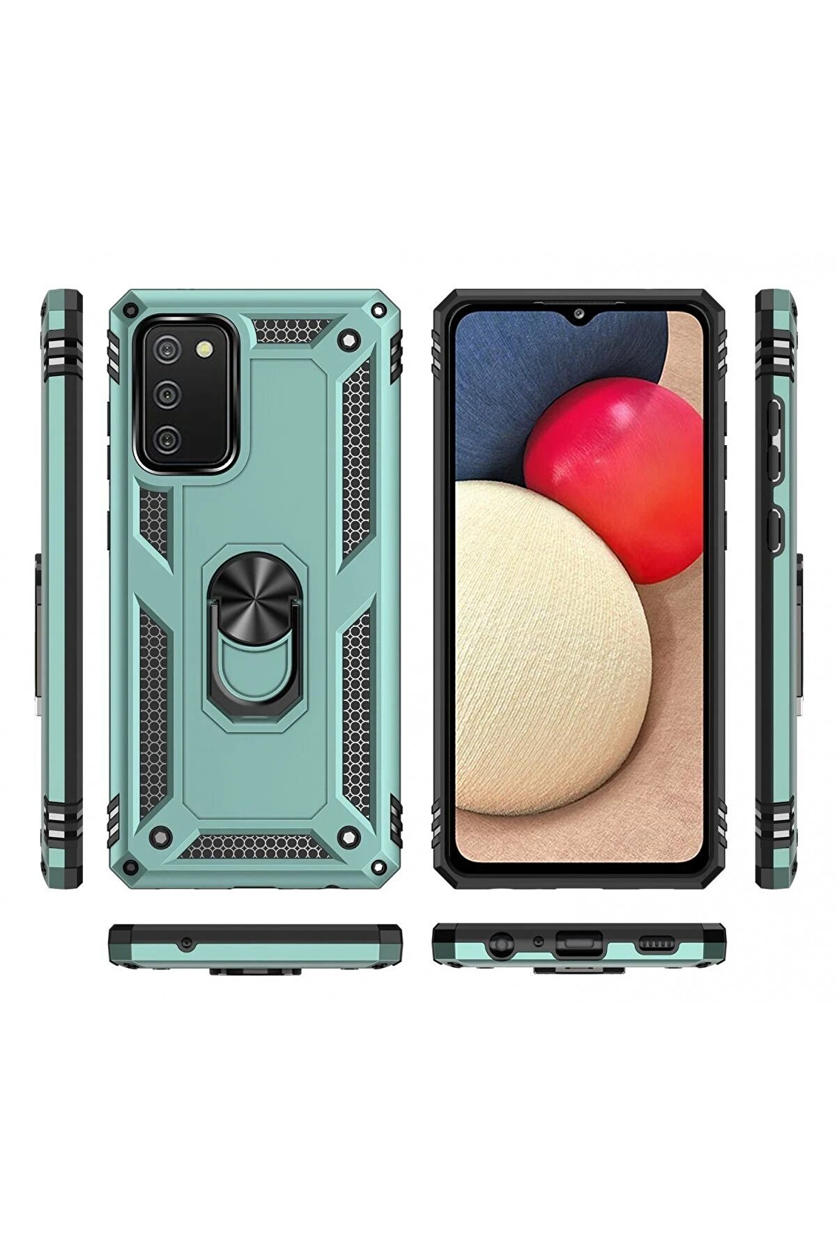 Samsung Galaxy A02S Kılıf Sofya Yüzüklü Si̇li̇kon Kapak - Yeşi̇l - Dropx8416-9792