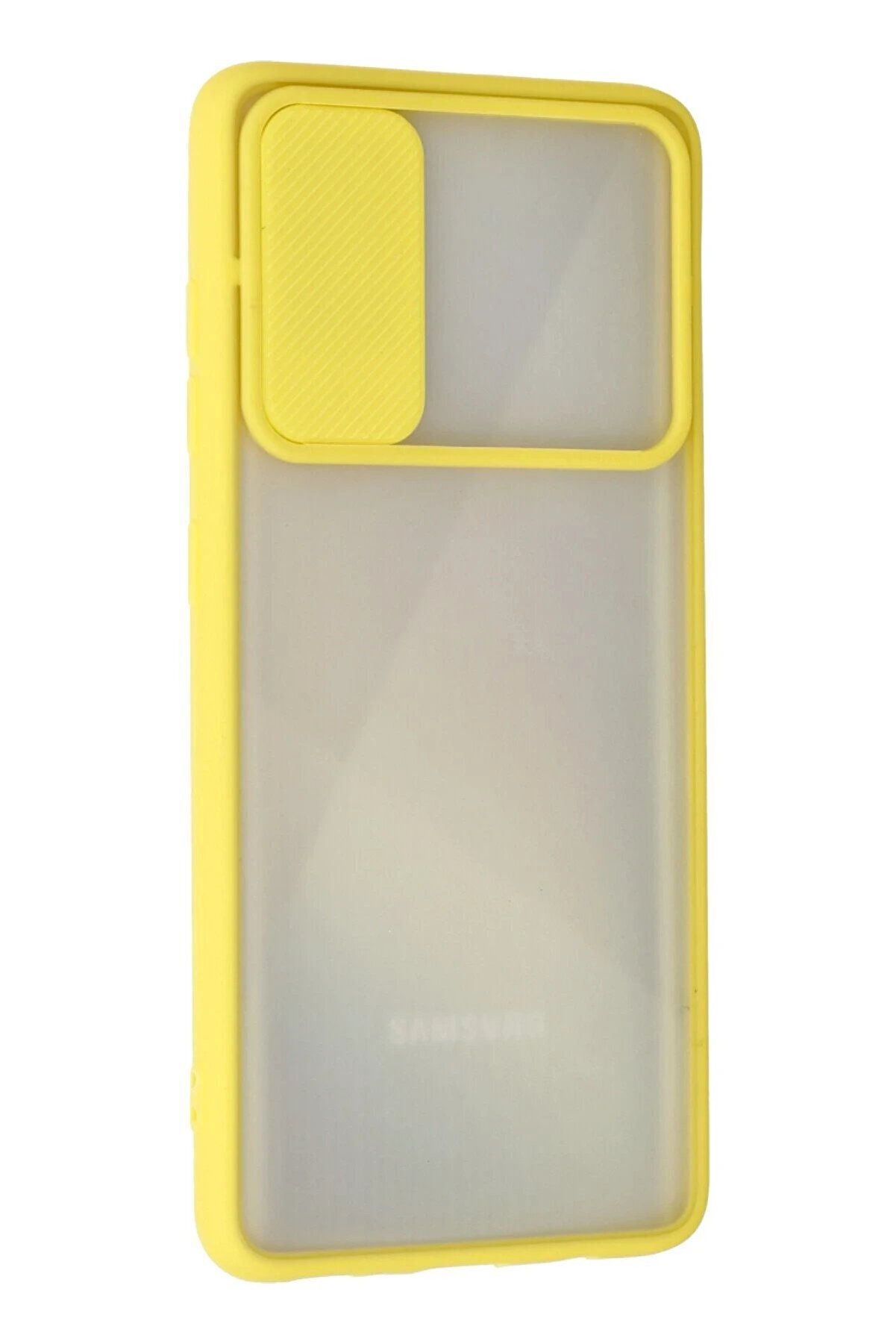 Samsung Galaxy A71 Kılıf Palm Buzlu Kamera Sürgülü Si̇li̇kon - Sarı - Dropx3974-5459