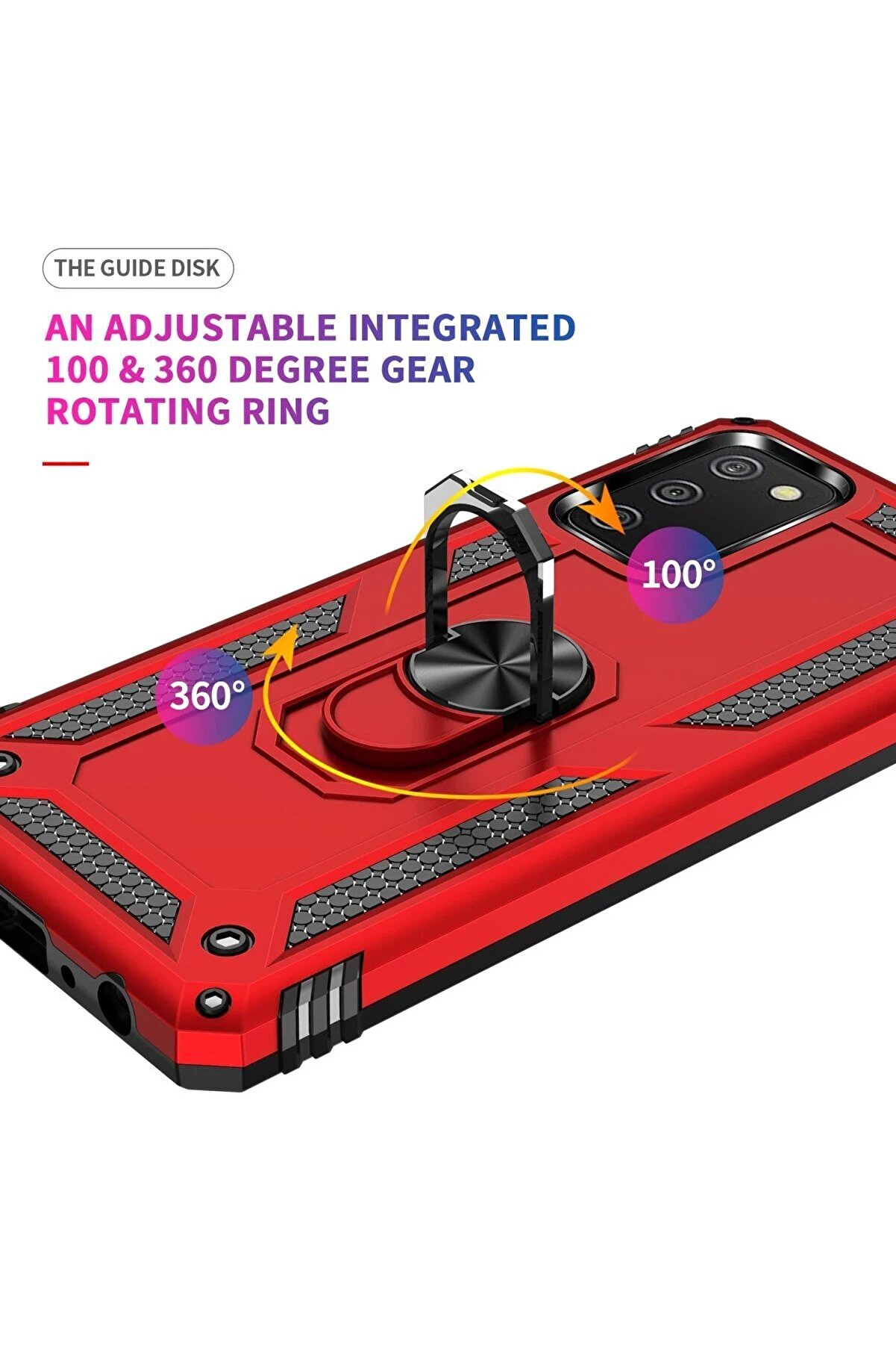 Samsung Galaxy A03S Kılıf Sofya Yüzüklü Si̇li̇kon Kapak - Kırmızı - Dropx4830-5136