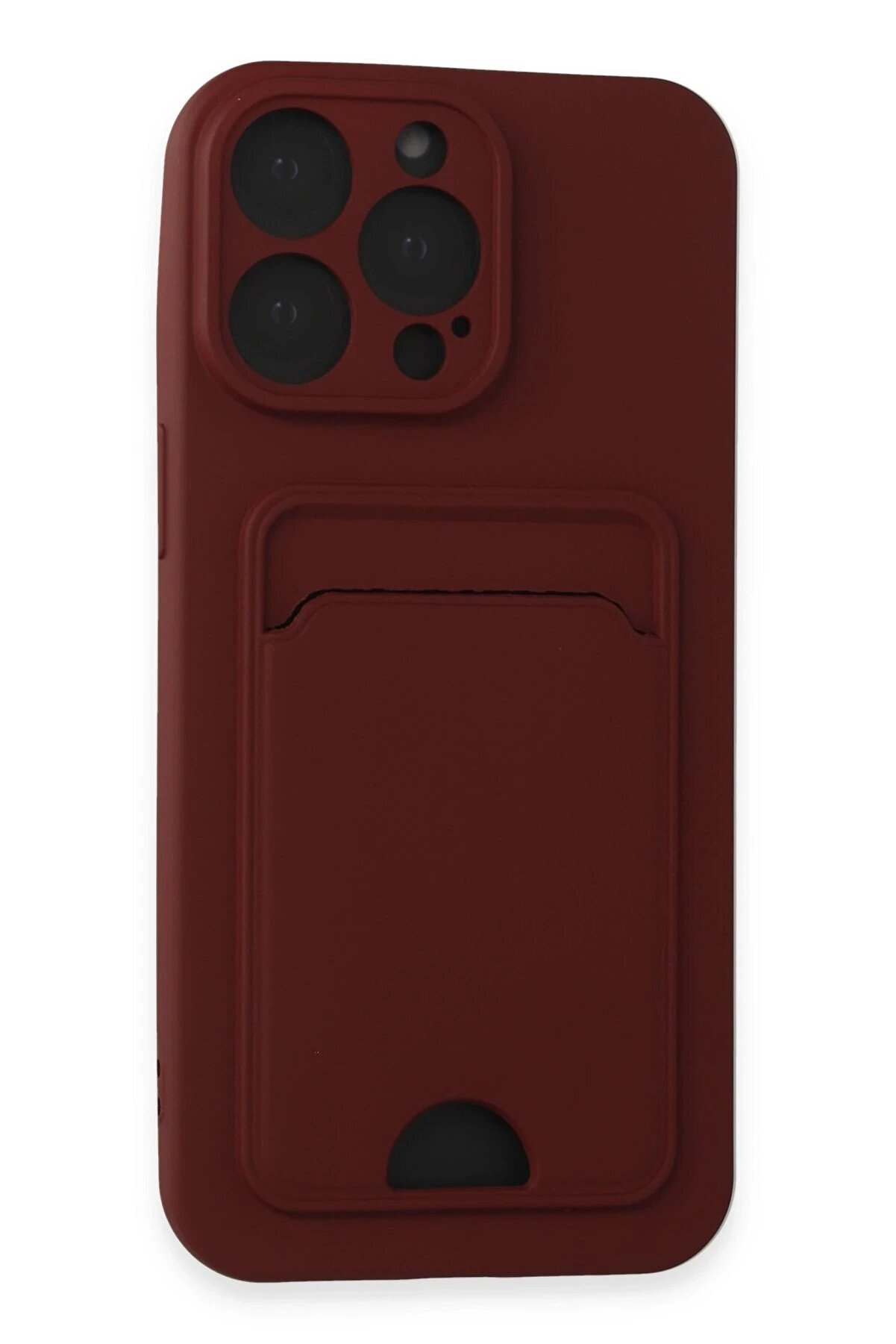 CepteToptan iPhone 15 Pro Kılıf Kelvin Kartvizitli Silikon - Bordo - DROPX3662-6437