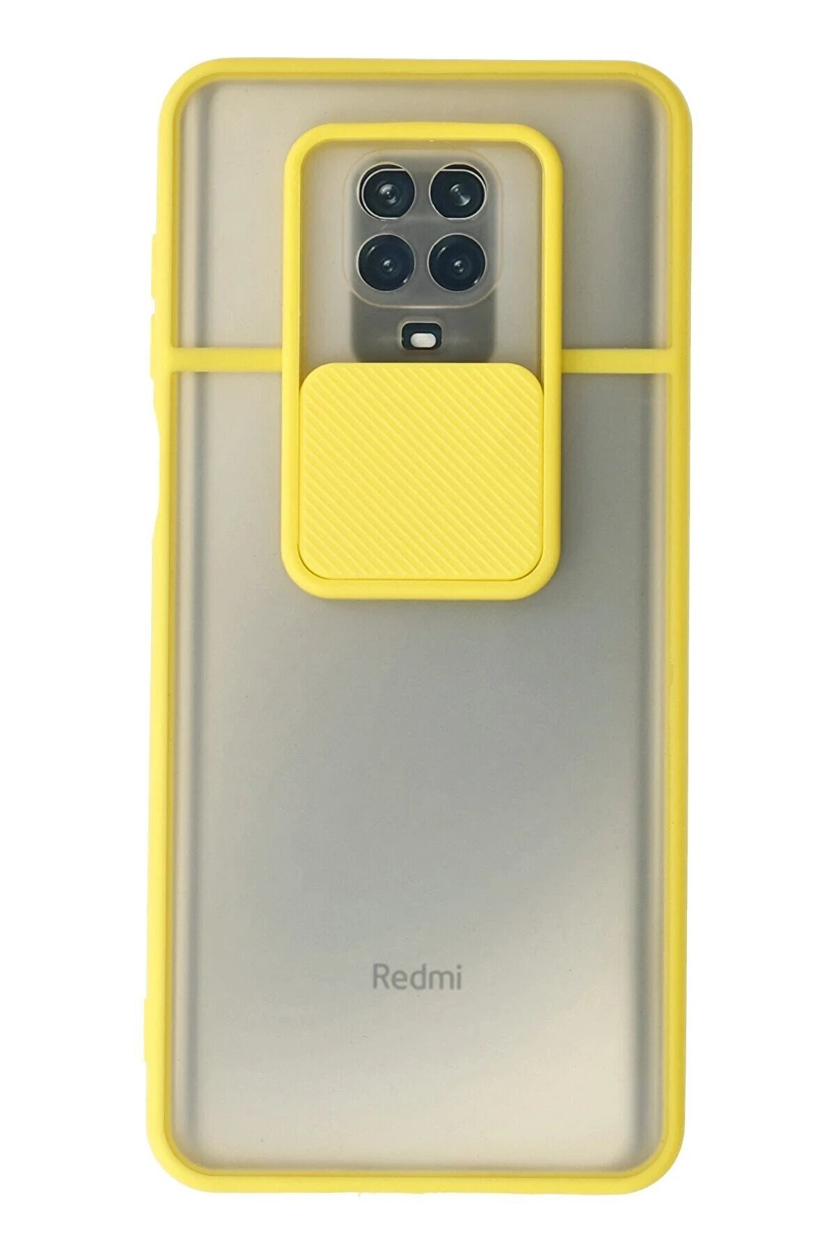 CepteToptan Xiaomi Redmi Note 9 Pro Kılıf Palm Buzlu Kamera Sürgülü Silikon - Sarı - DROPX2063-2882
