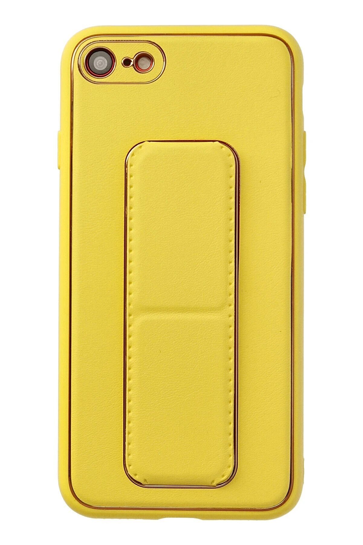 CepteToptan iPhone 7 Kılıf Coco Deri Standlı Kapak - Sarı - DROPX6664-4397