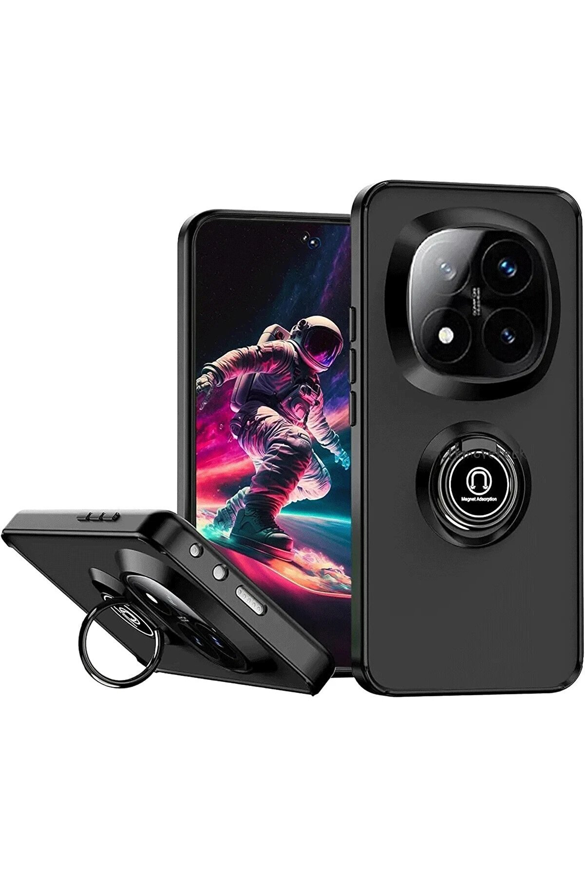 CepteToptan Xiaomi Redmi Note 14 Pro 4G Kılıf Montreal Yüzüklü Silikon Kapak - Siyah - DROPX7463-2301