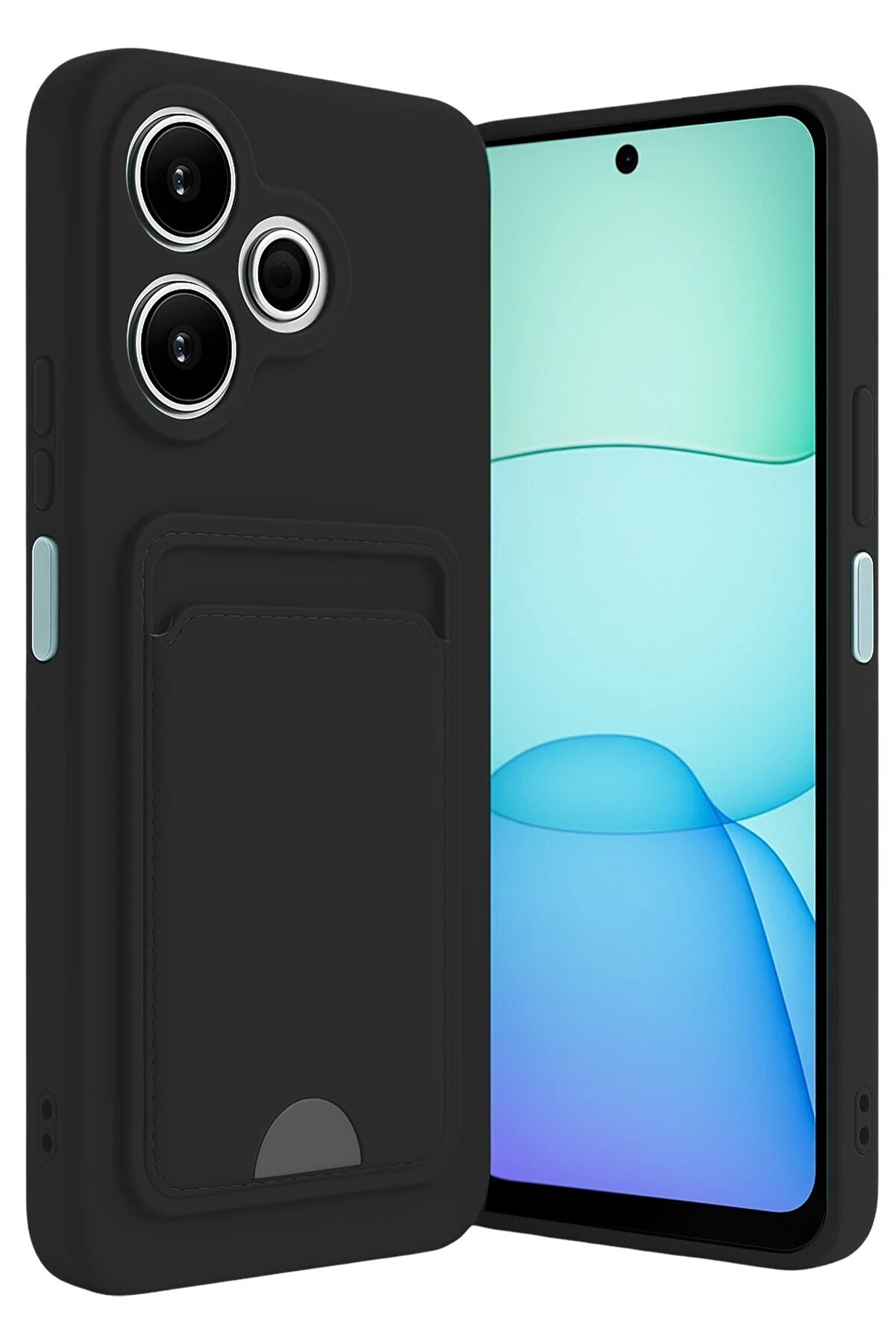 Xi̇aomi̇ Redmi̇ 13 4G Kılıf Kelvi̇n Kartvi̇zi̇tli̇ Si̇li̇kon - Si̇yah - Dropx2156-9037