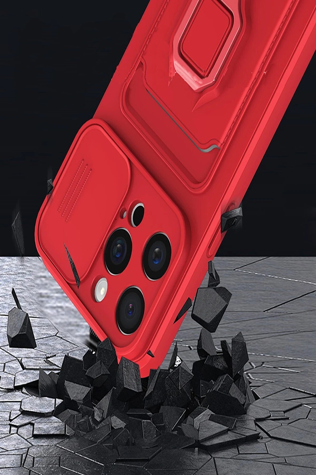 İphone 15 Pro Max Kılıf Zuma Kartvi̇zi̇tli̇ Yüzüklü Si̇li̇kon - Laci̇vert - Neo7920-2498