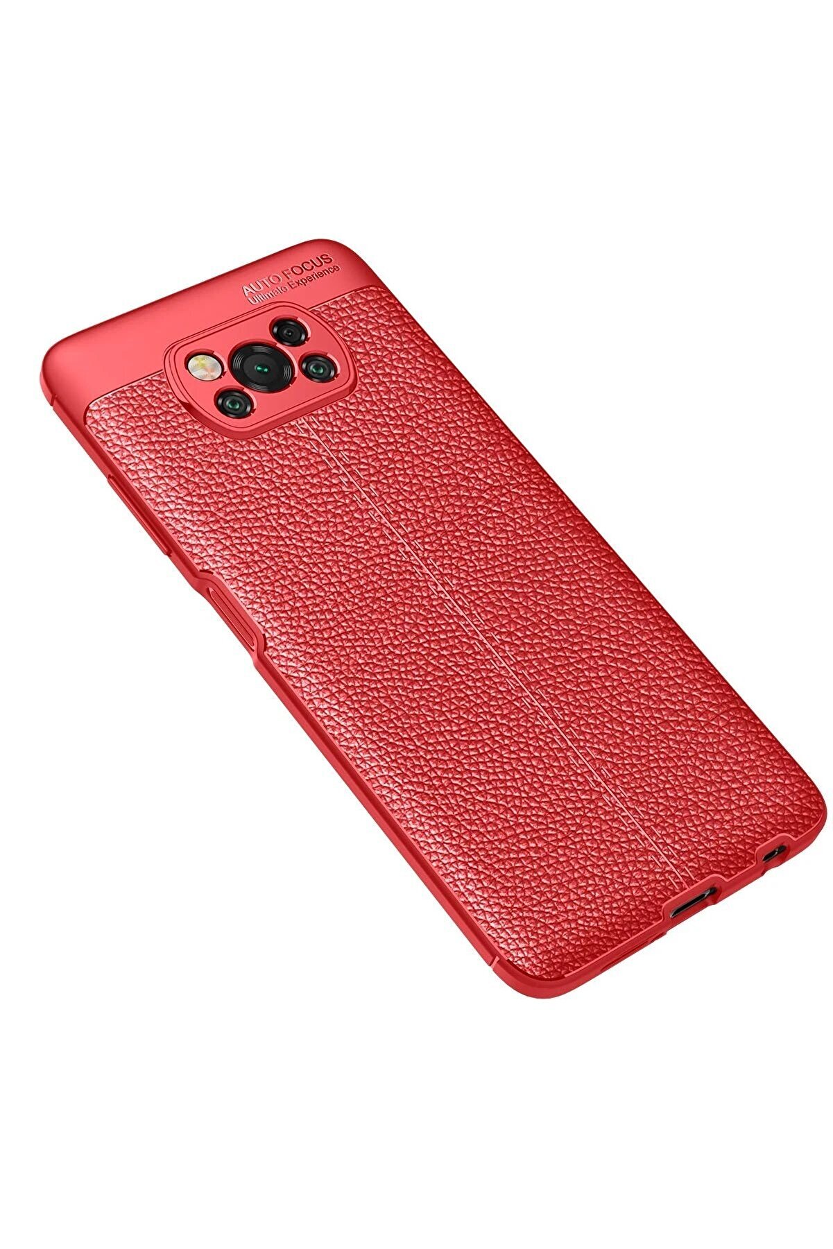 CepteToptan Xiaomi Pocophone X3 Kılıf Auto Focus Kapak - Kırmızı - DROPX5327-4884