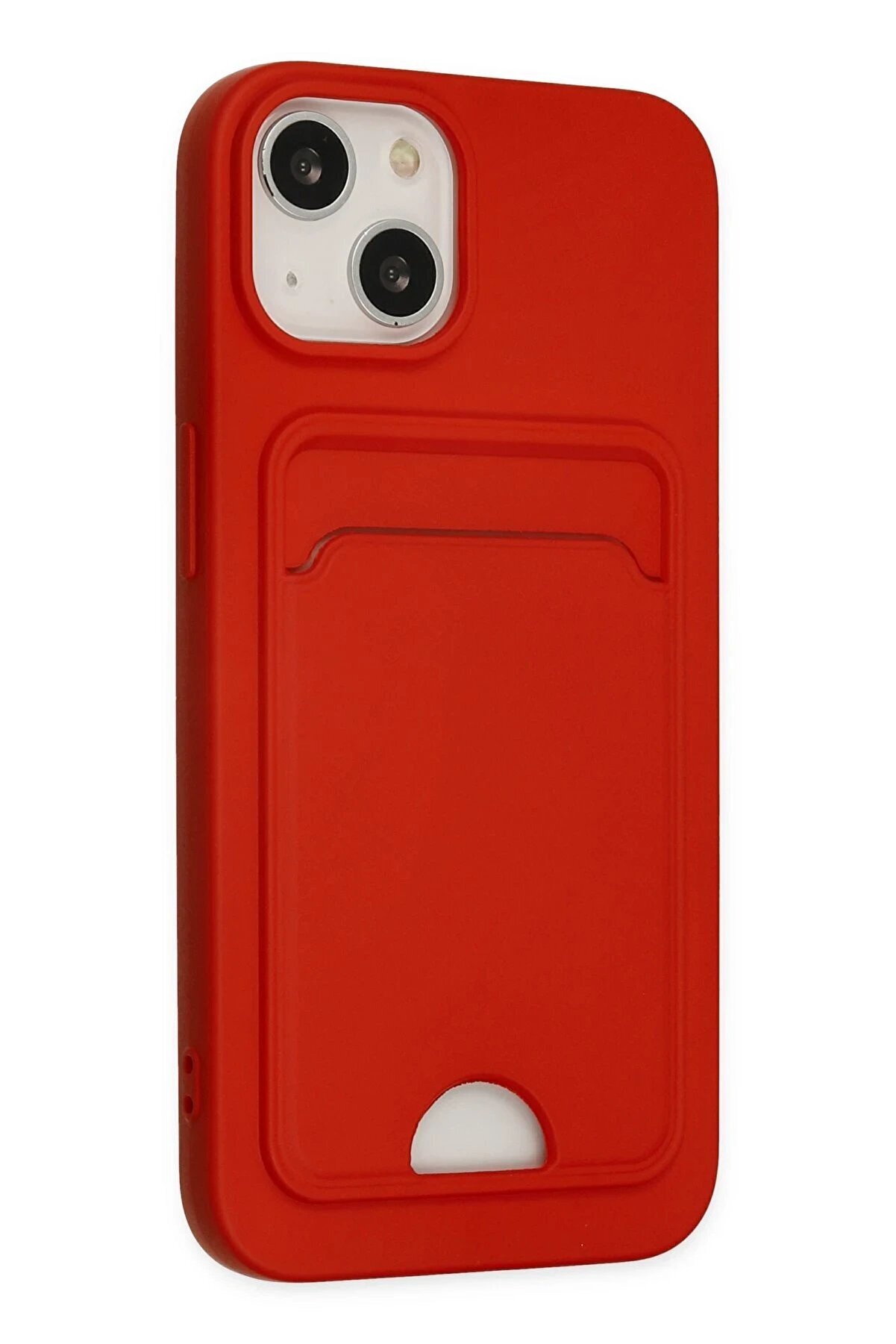 İphone 14 Plus Kılıf Kelvi̇n Kartvi̇zi̇tli̇ Si̇li̇kon - Kırmızı - Dropx9087-2658