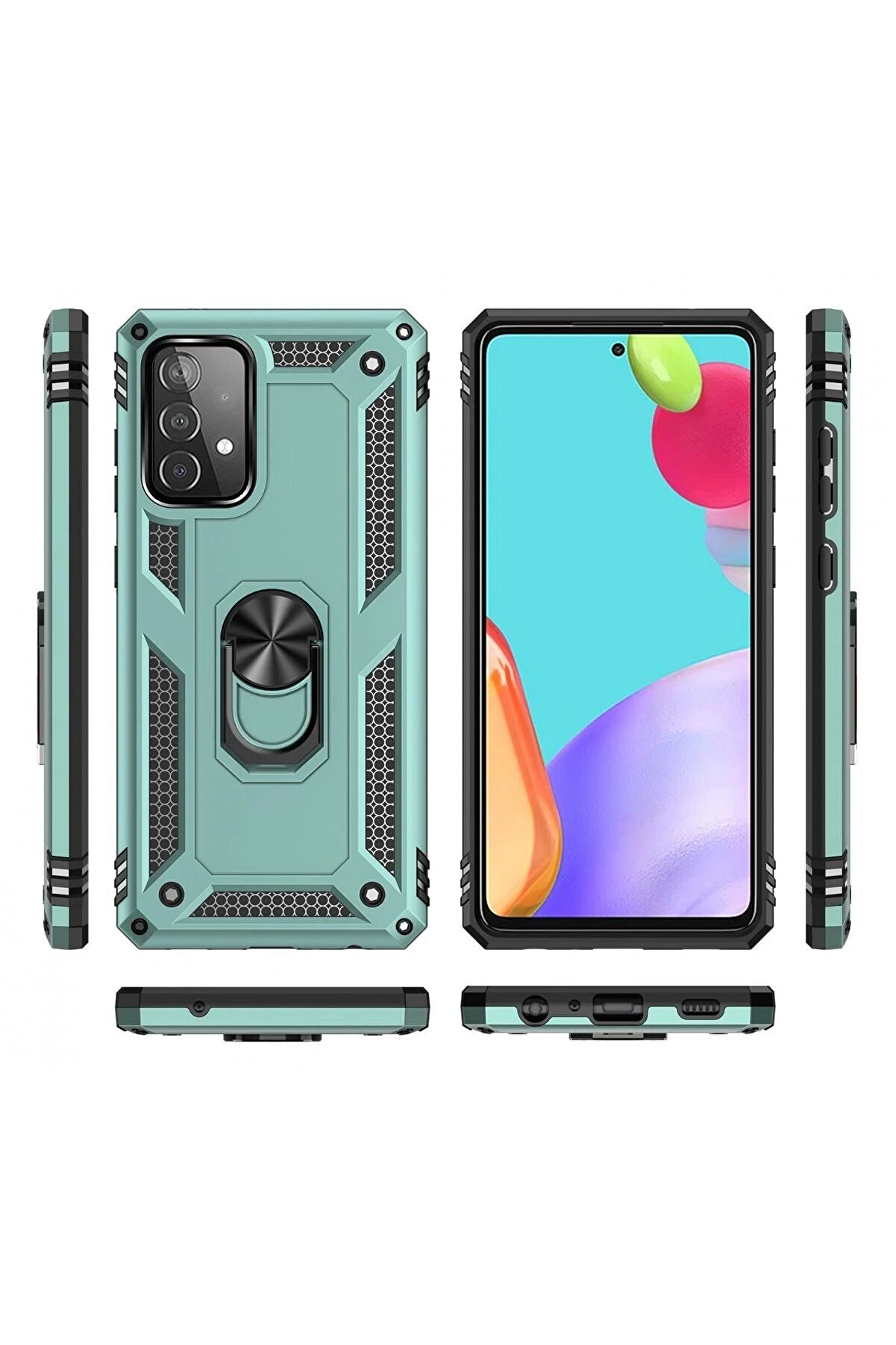 Samsung Galaxy A33 5G Kılıf Sofya Yüzüklü Si̇li̇kon Kapak - Yeşi̇l - Dropx4834-8676