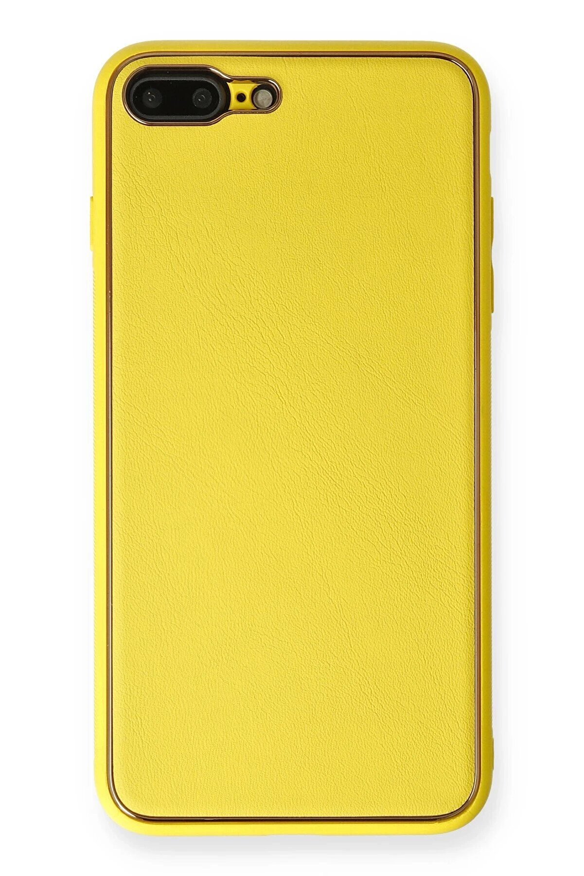 CepteToptan iPhone 7 Plus Kılıf Coco Deri Silikon Kapak - Sarı - DROPX6995-1393