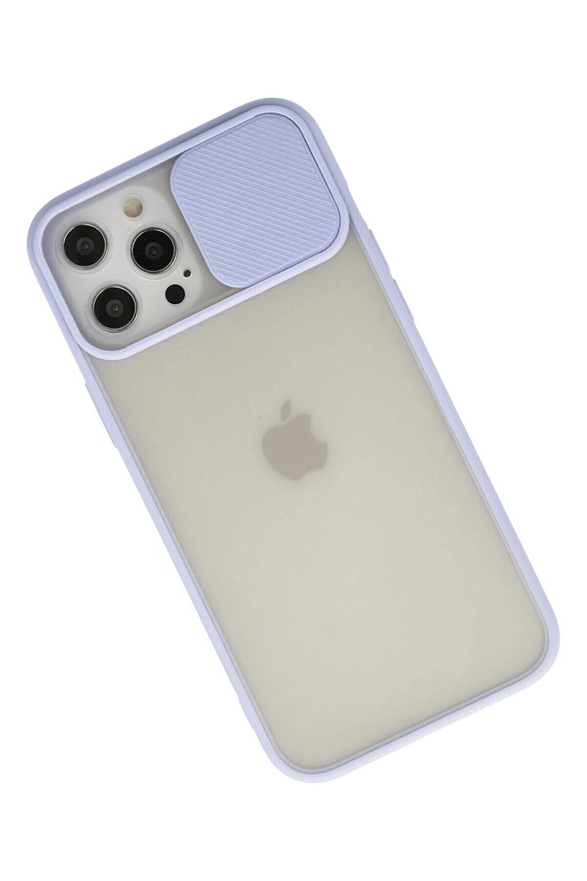 İphone 12 Pro Max Kılıf Palm Buzlu Kamera Sürgülü Si̇li̇kon - Li̇la - Dropx7811-8031