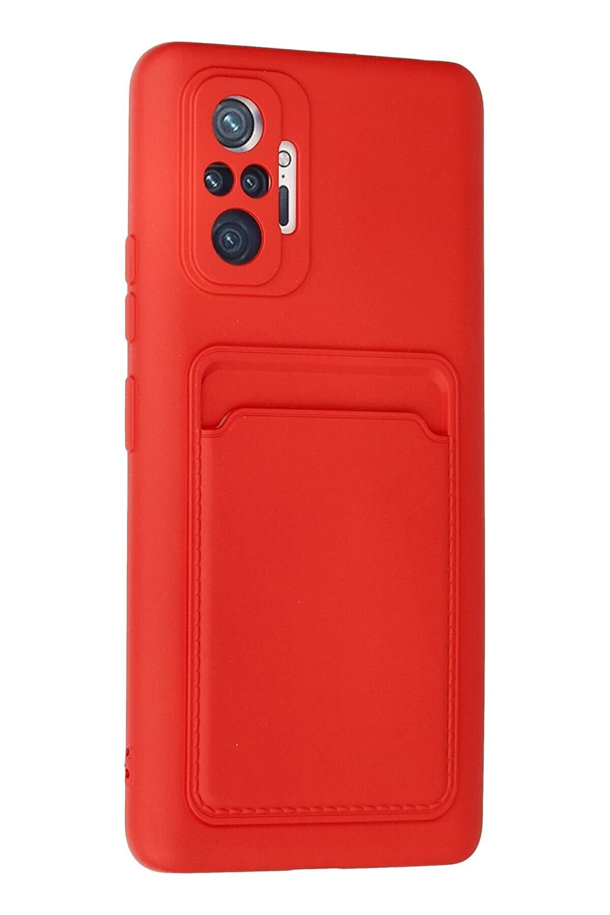 Xi̇aomi̇ Redmi̇ Note 10 Pro Kılıf Kelvi̇n Kartvi̇zi̇tli̇ Si̇li̇kon - Kırmızı - Dropx4717-9465